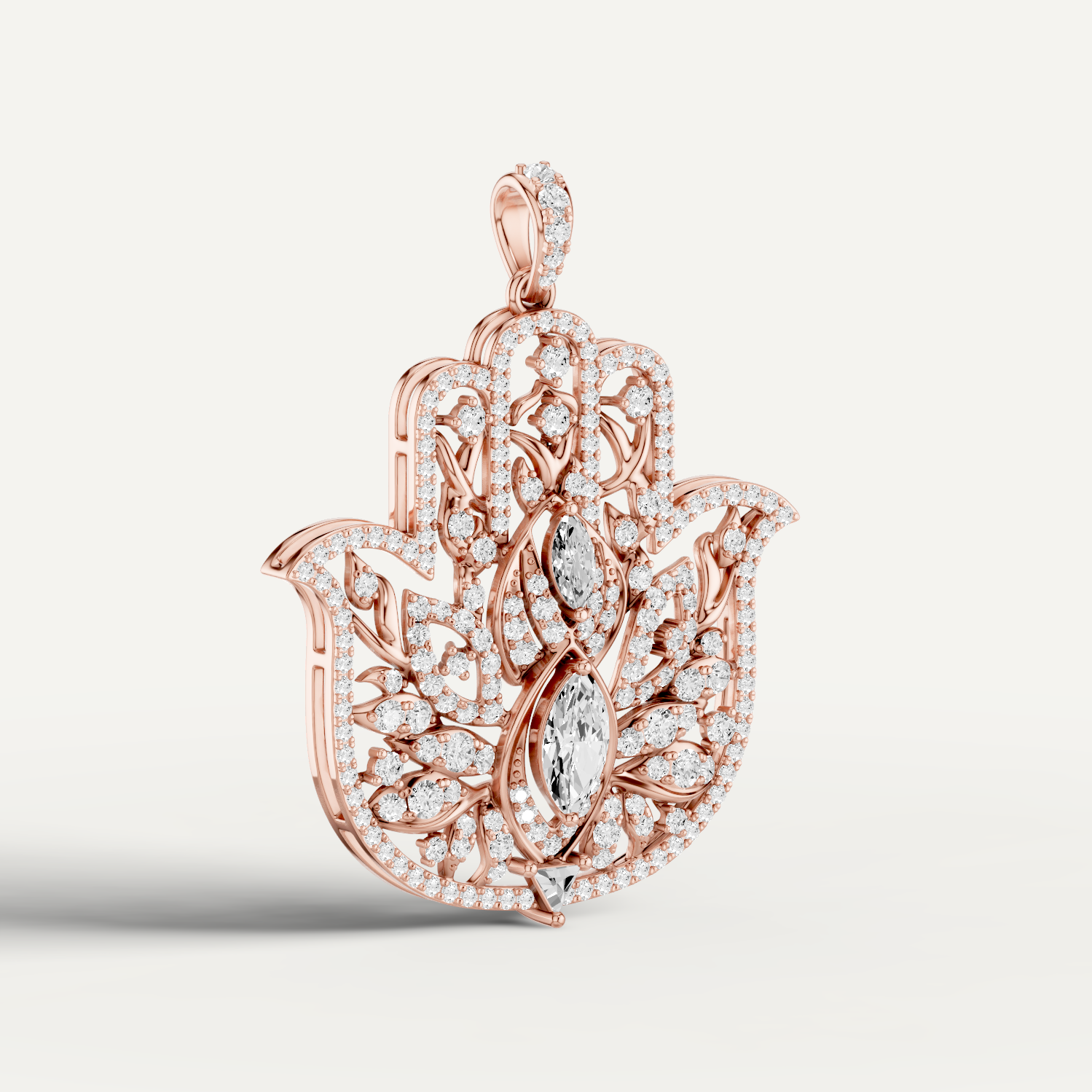 Guardian, Hamsa Hand Pendant in 14K Rose Gold