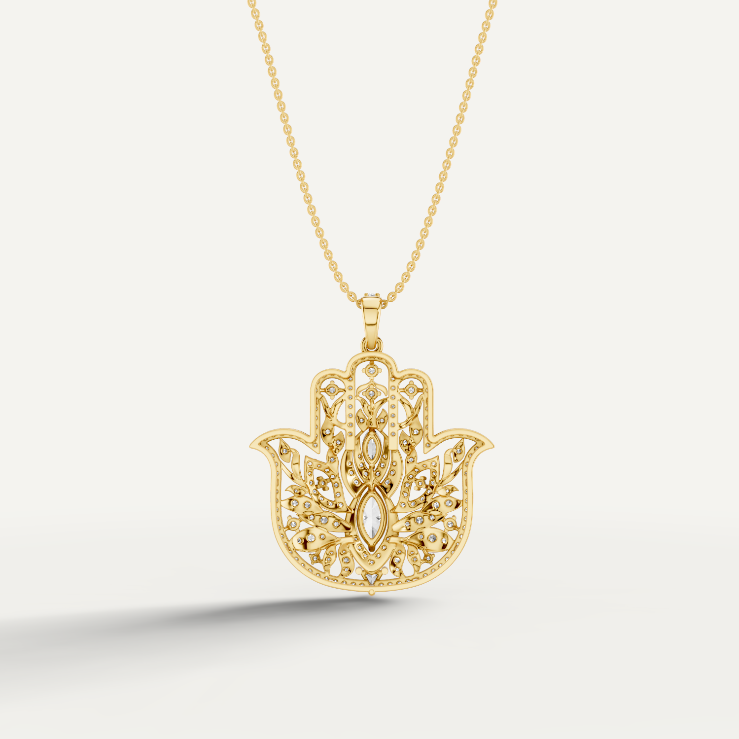 Guardian, Hamsa Hand Pendant in 14K Yellow Gold