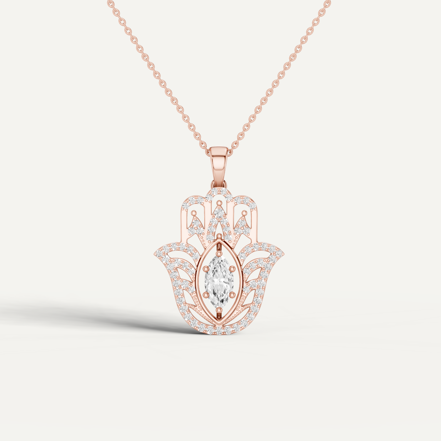 Palmara, Hamsa Hand Pendant in 14K Rose Gold