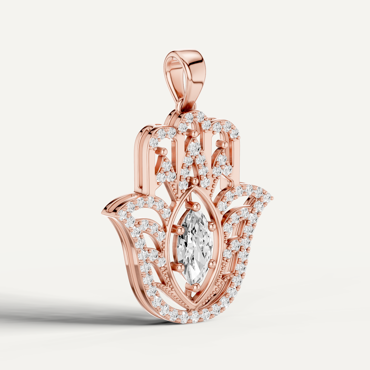 Palmara, Hamsa Hand Pendant in 14K Rose Gold