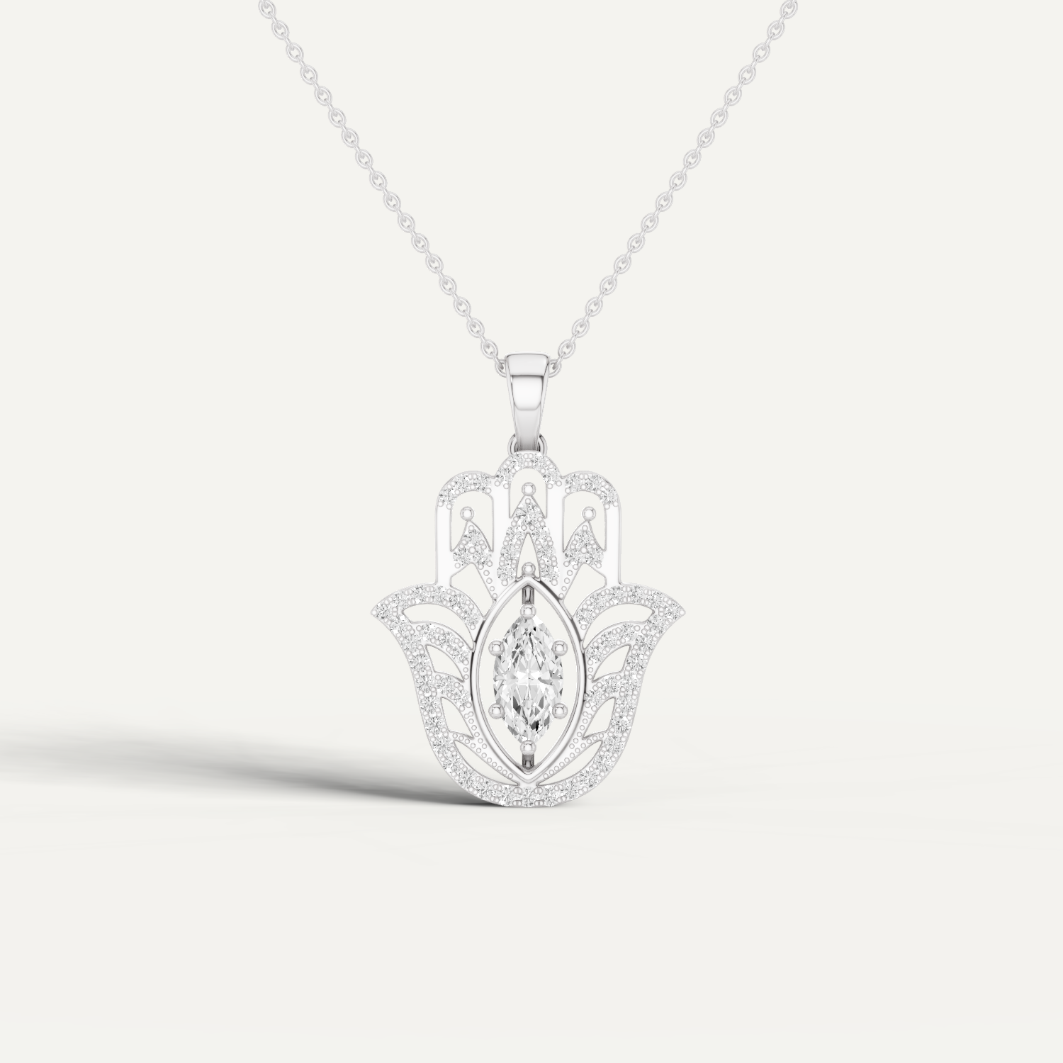 Palmara, Hamsa Hand Pendant in 14K White Gold