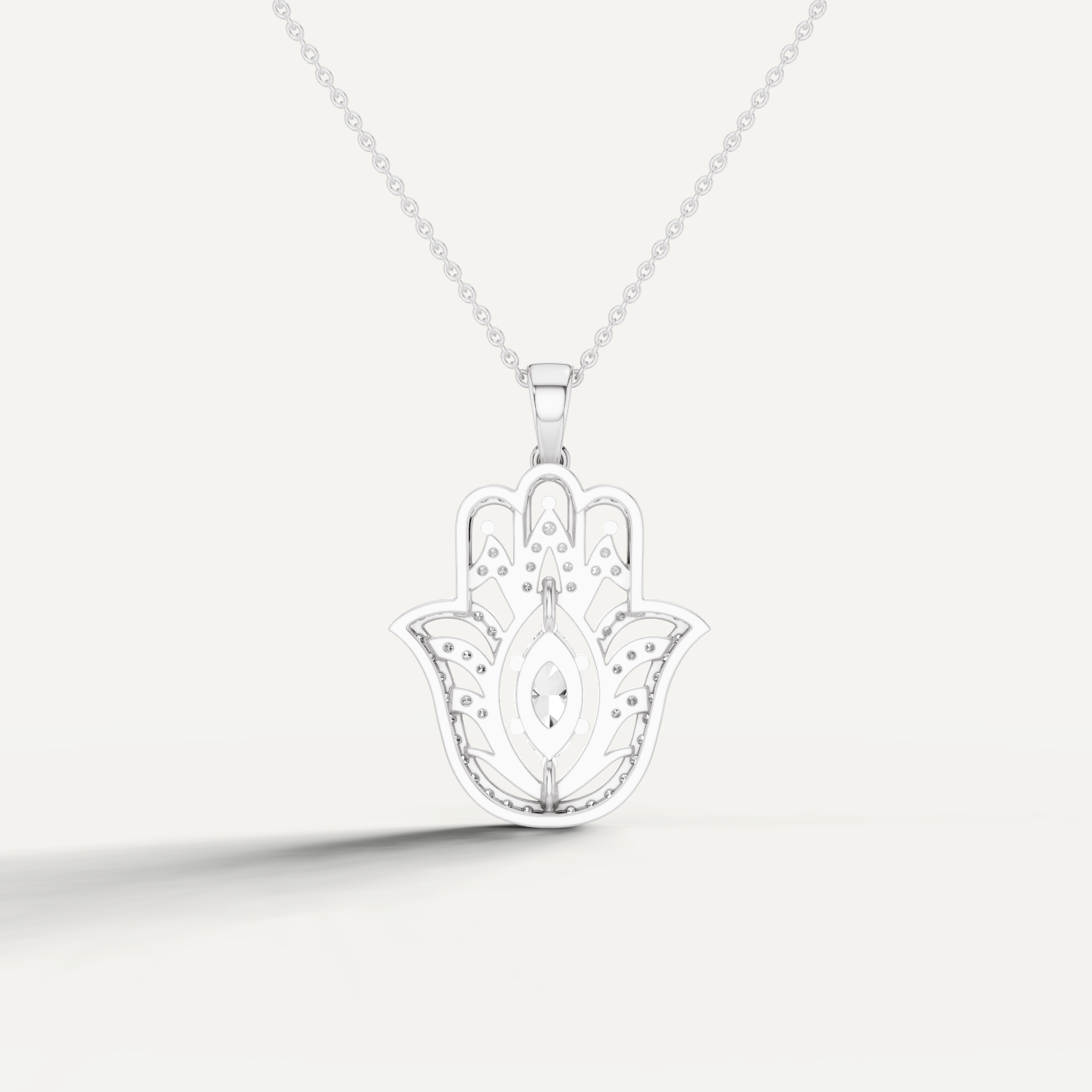 Palmara, Hamsa Hand Pendant in 14K White Gold