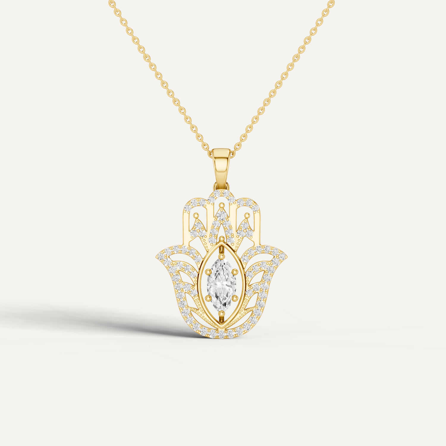 Palmara, Hamsa Hand Pendant in 14K Yellow Gold