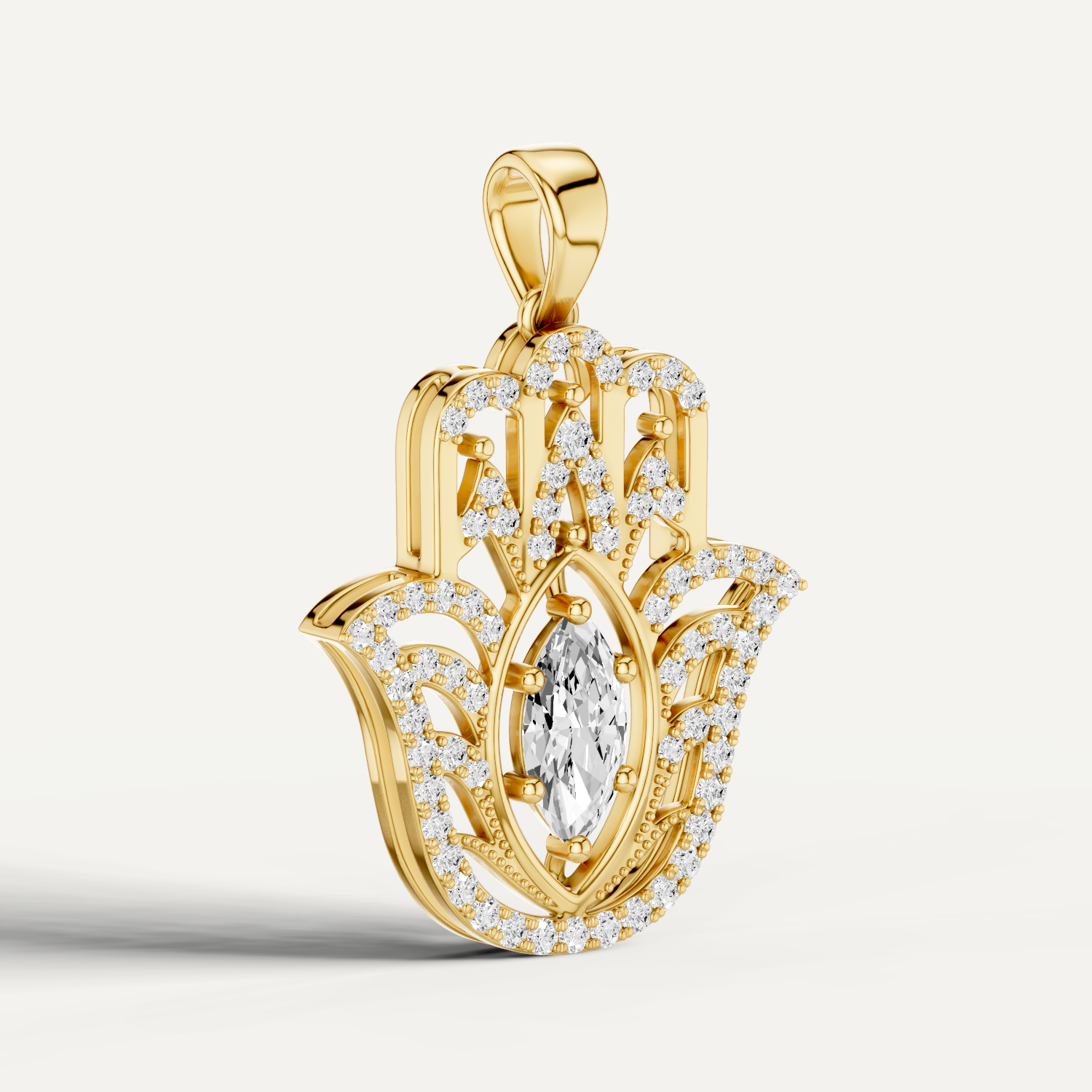 Palmara, Hamsa Hand Pendant in 14K Yellow Gold