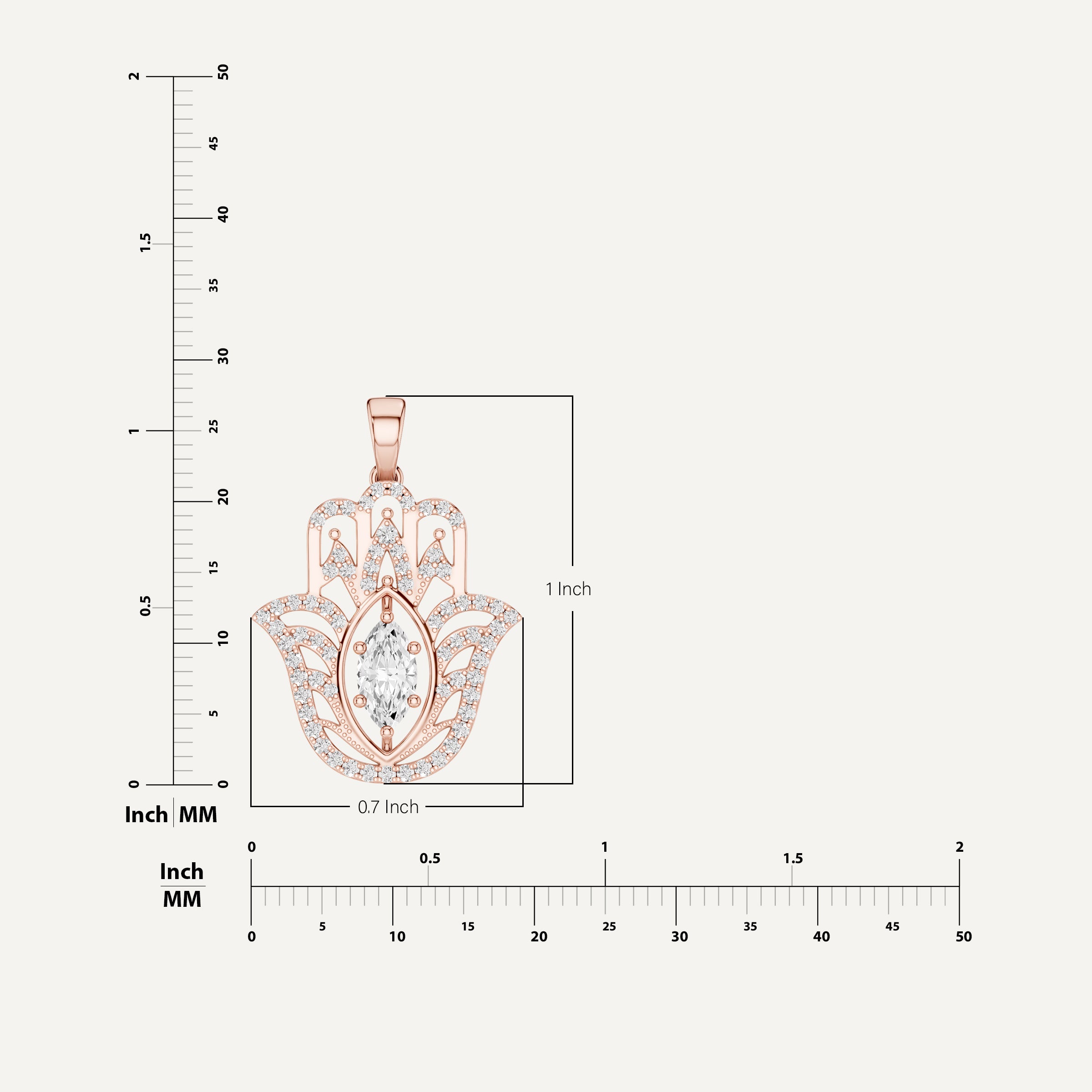 Palmara, Hamsa Hand Pendant in 14K Rose Gold