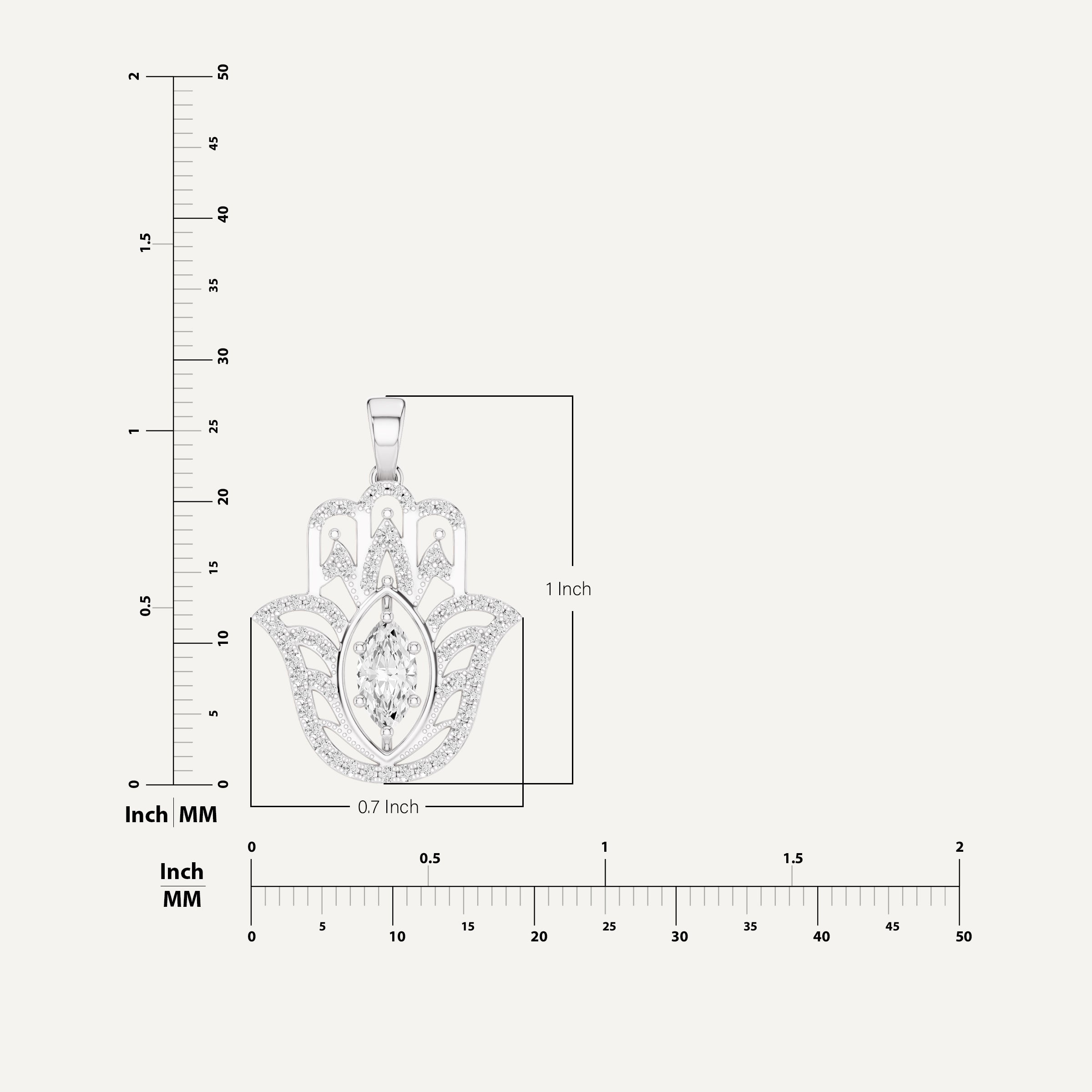 Palmara, Hamsa Hand Pendant in 14K White Gold