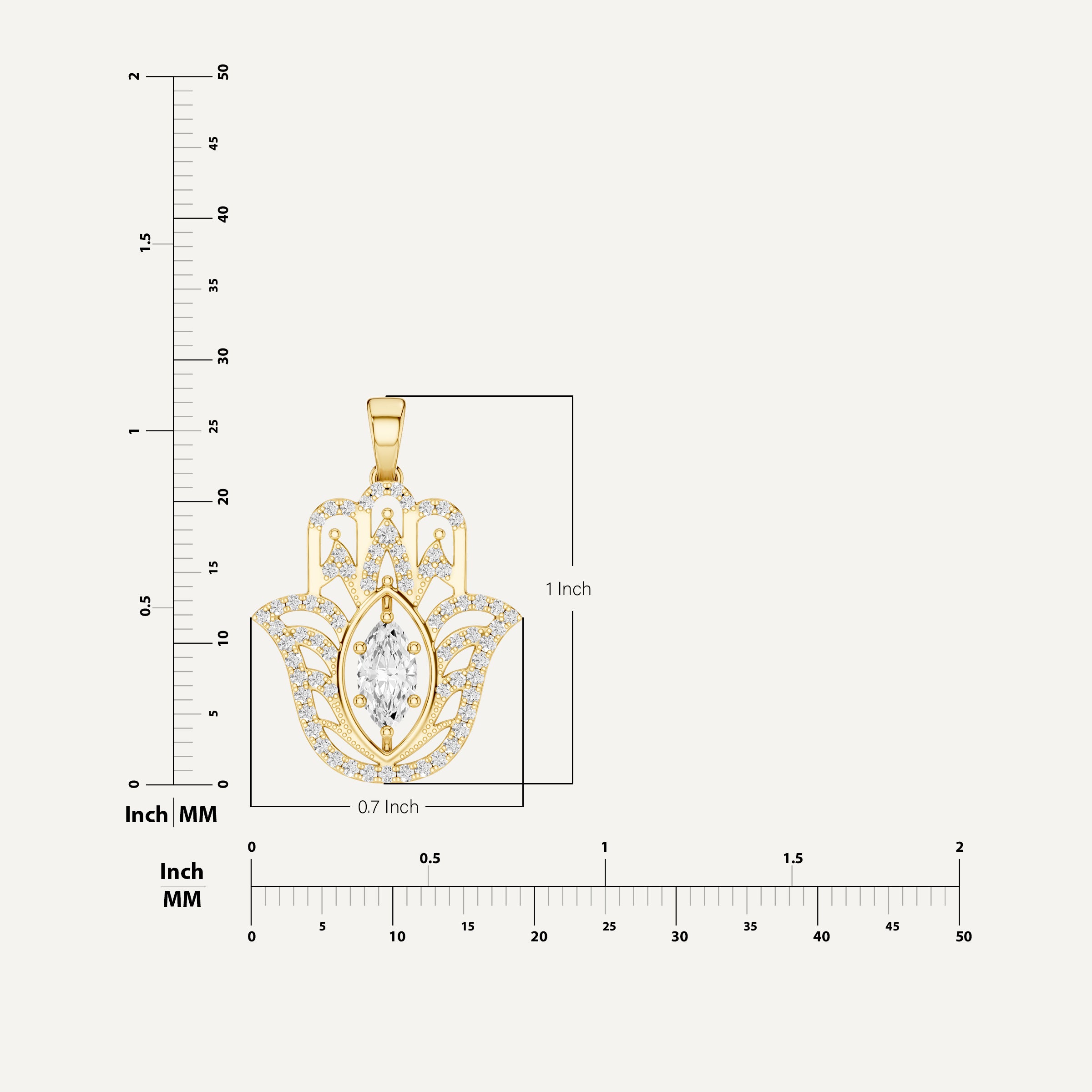 Palmara, Hamsa Hand Pendant in 14K Yellow Gold