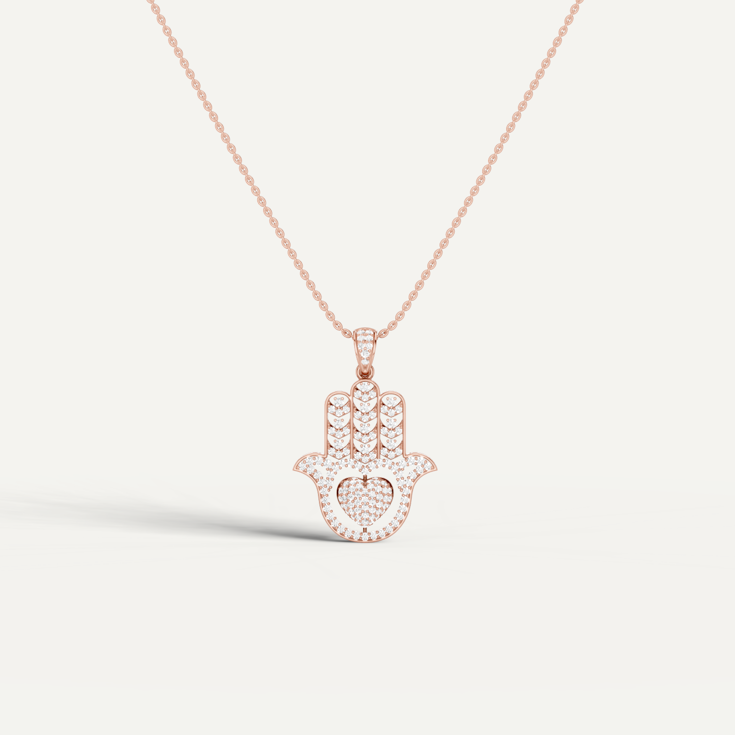 Mira, Hamsa Hand Pendant in 14K Rose Gold