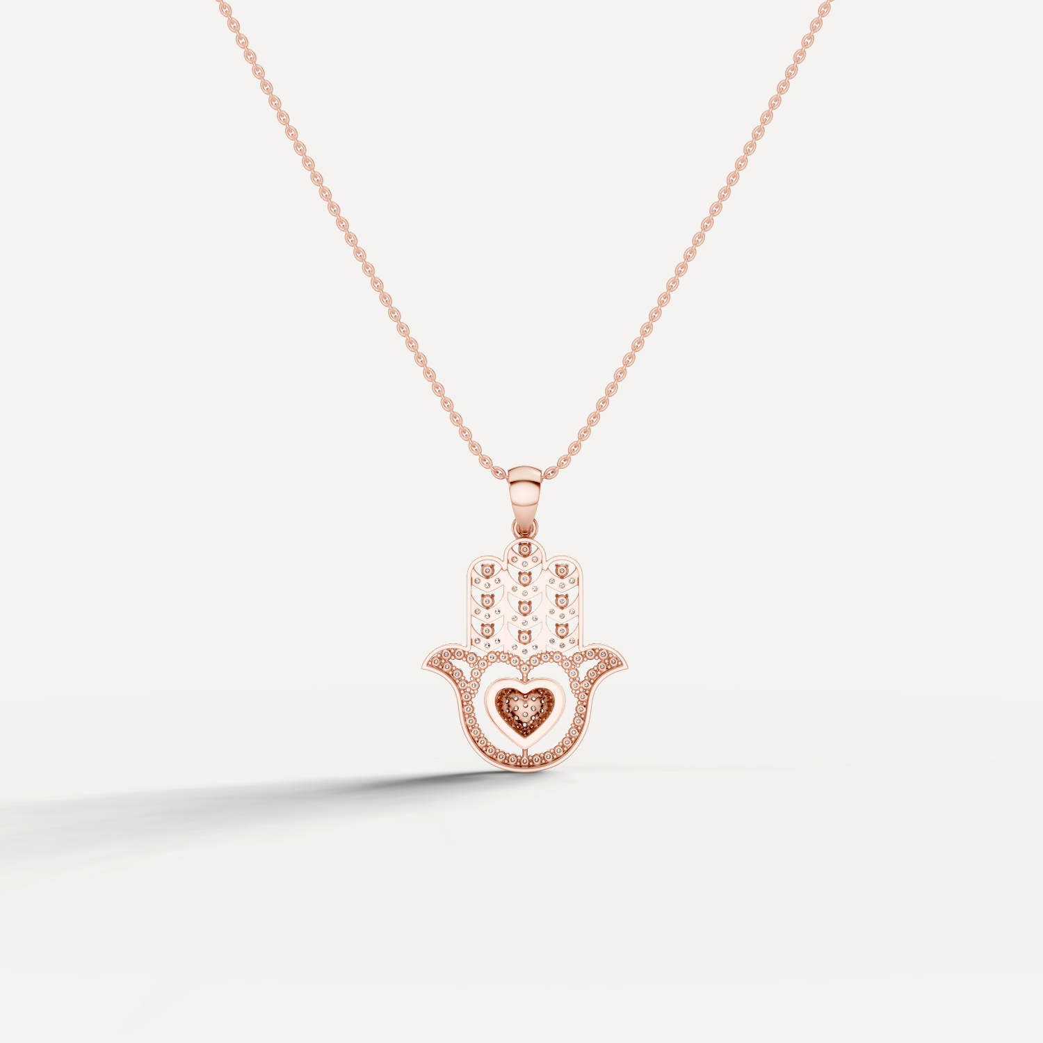 Mira, Hamsa Hand Pendant in 14K Rose Gold