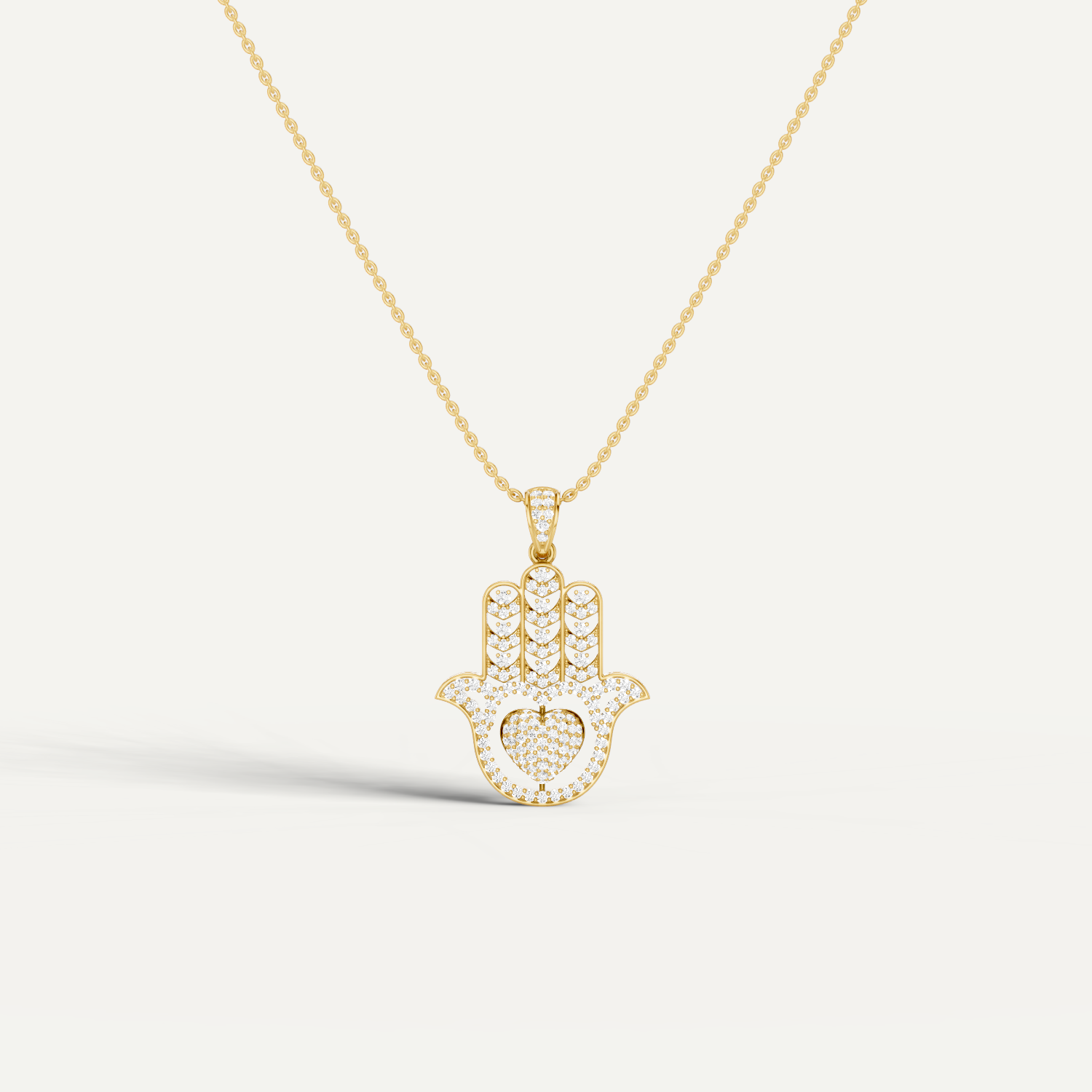 Mira, Hamsa Hand Pendant in 14K Yellow Gold