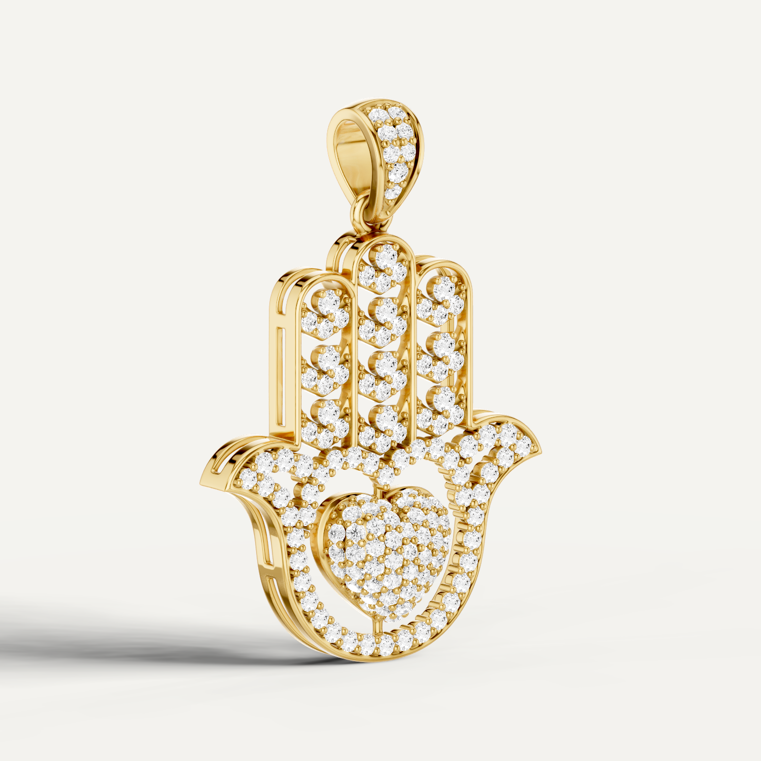 Mira, Hamsa Hand Pendant in 18K Yellow Gold
