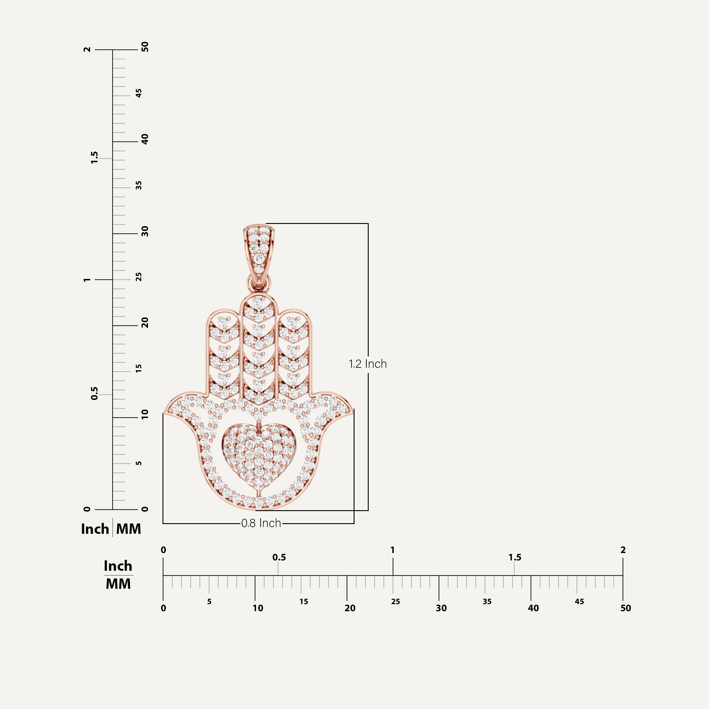 Mira, Hamsa Hand Pendant in 14K Rose Gold