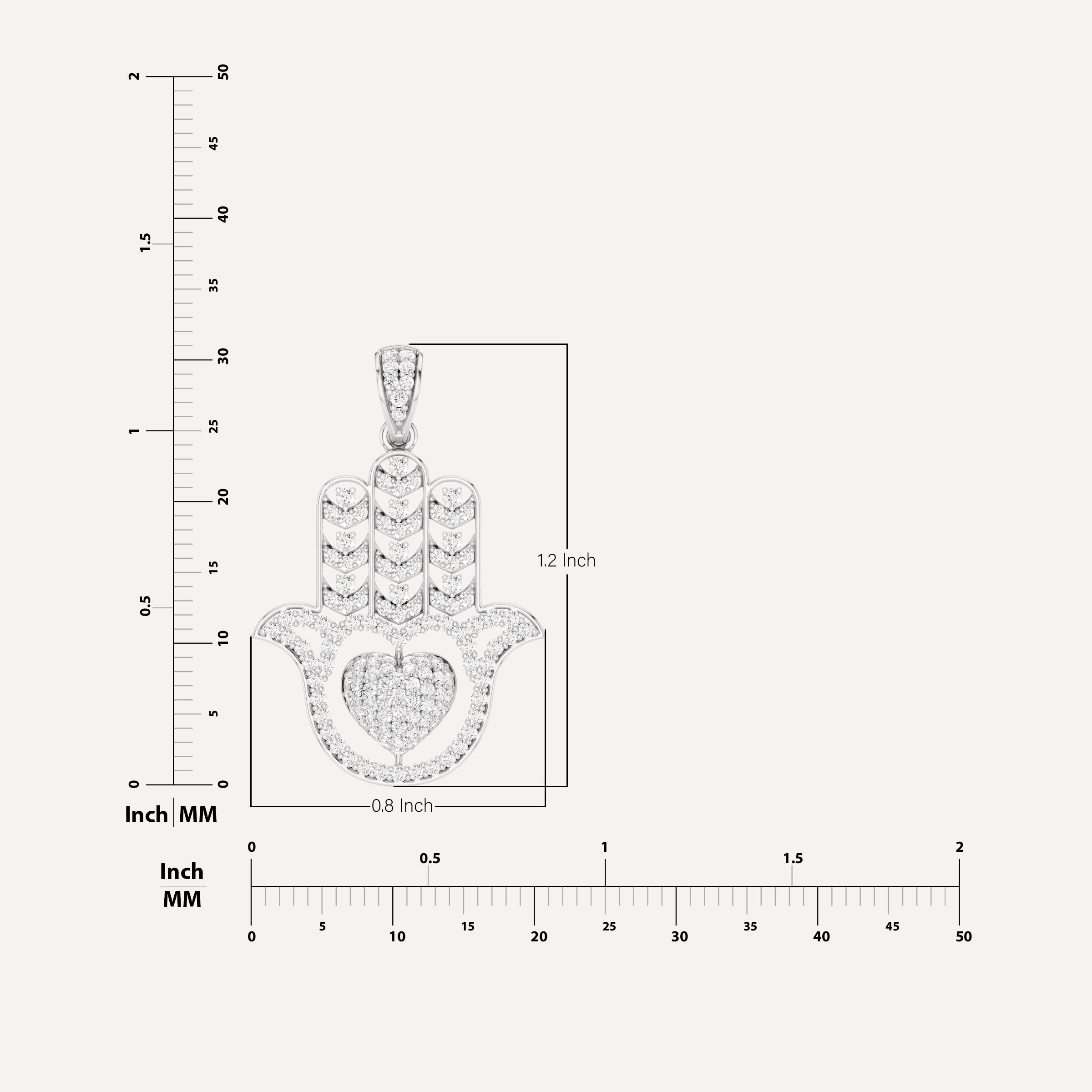 Mira, Hamsa Hand Pendant in 18K White Gold