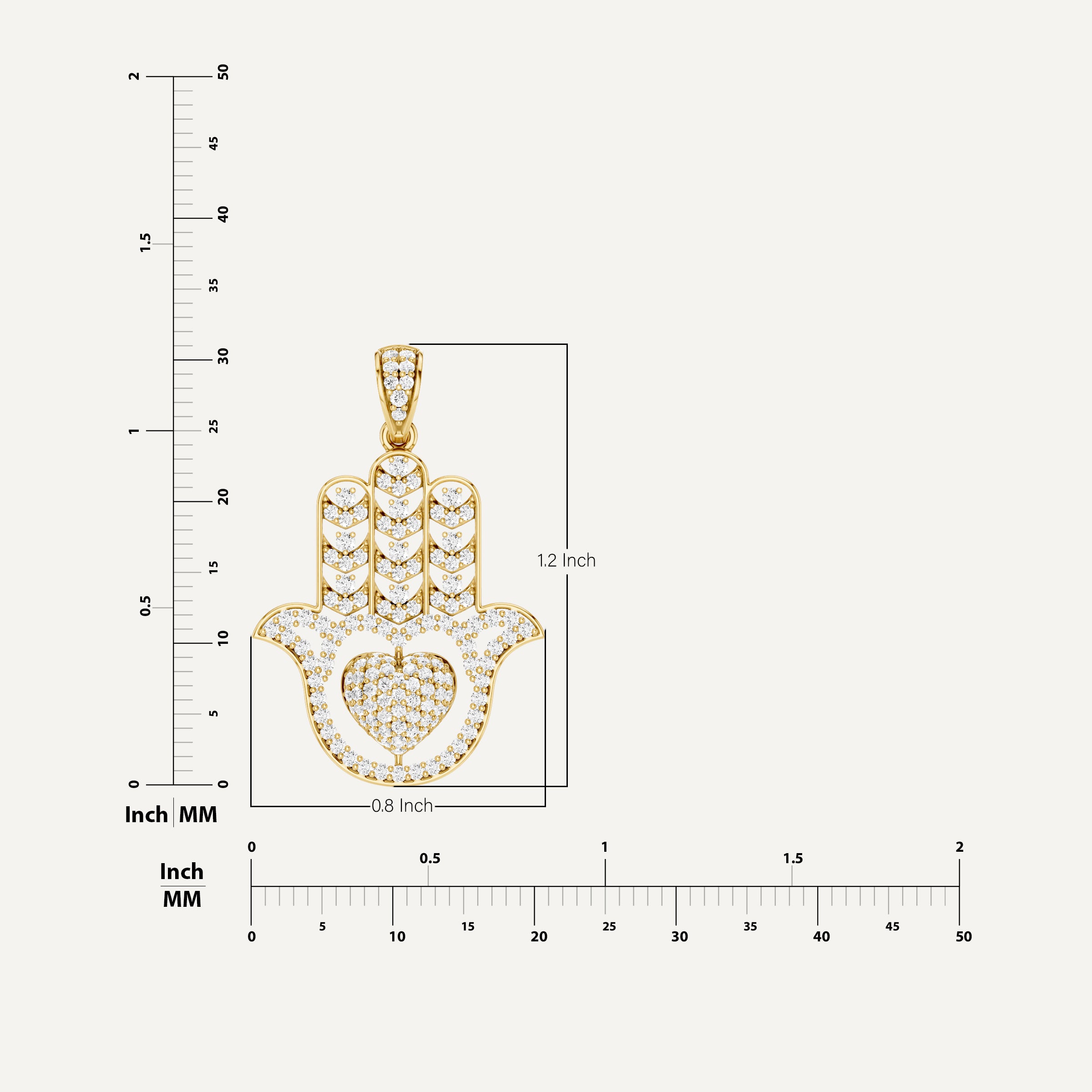 Mira, Hamsa Hand Pendant in 14K Yellow Gold