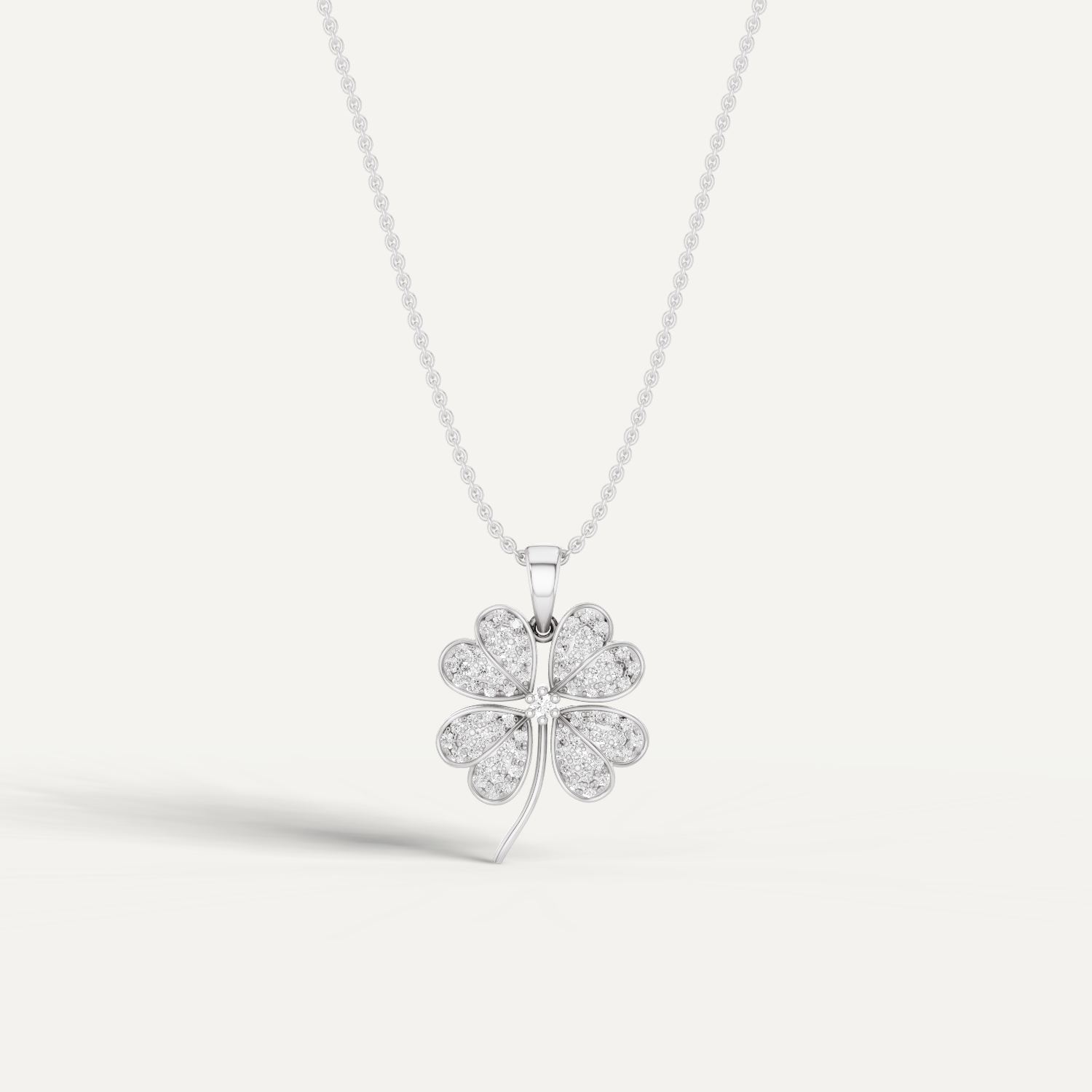Chamour, Clover Leaf Pendant in 14K White Gold