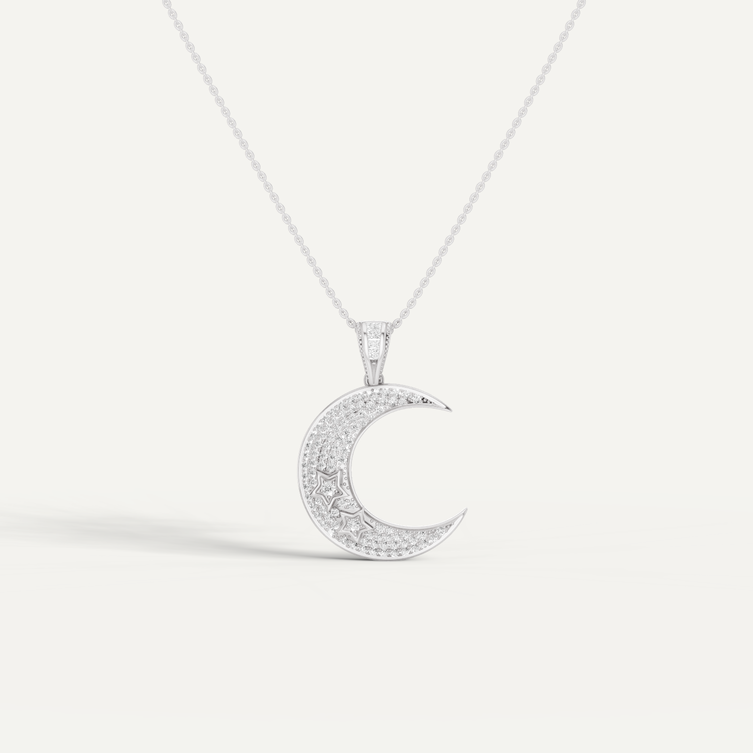 Luna, Moon Pendant in 18K White Gold
