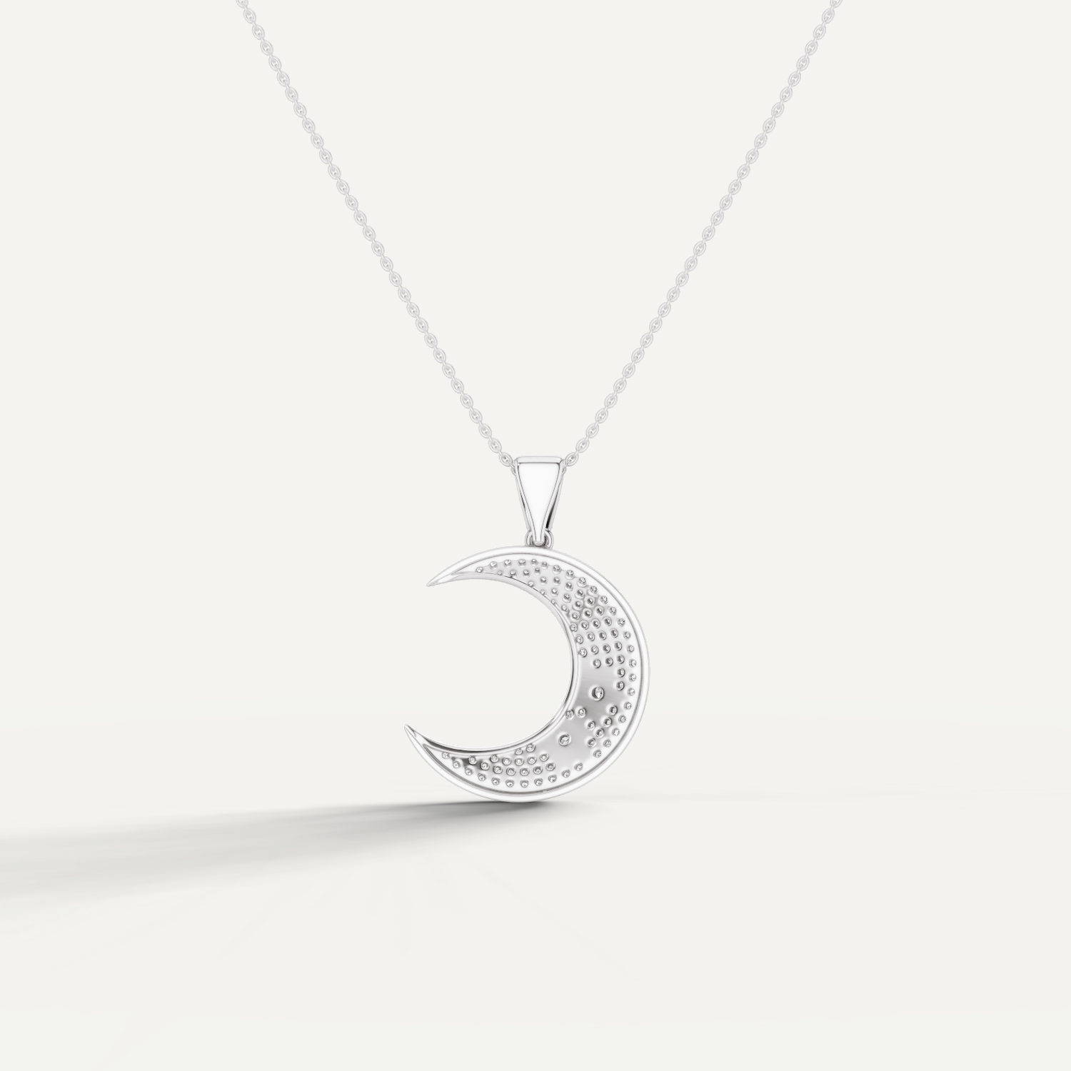 Luna, Moon Pendant in 18K White Gold