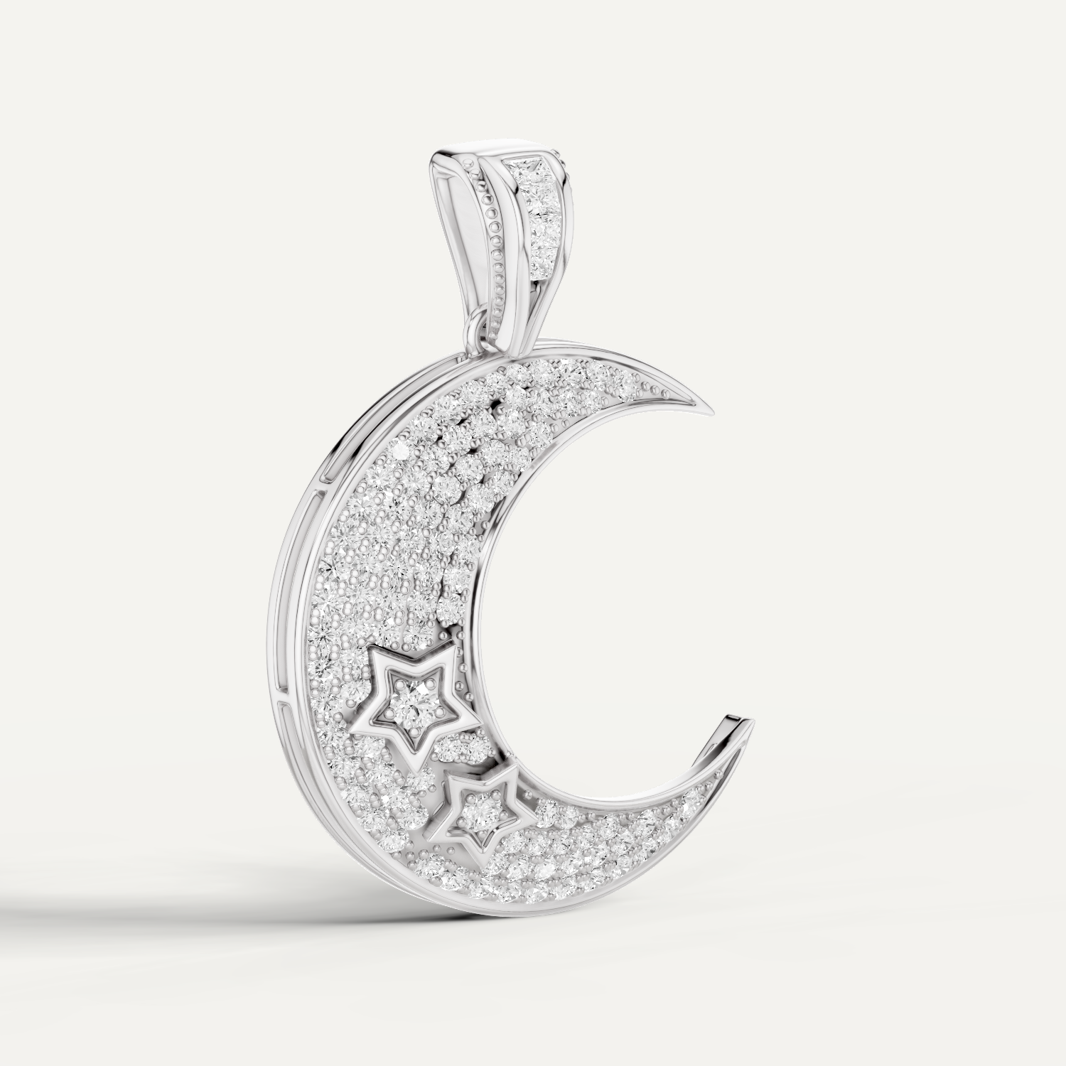 Luna, Moon Pendant in 18K White Gold