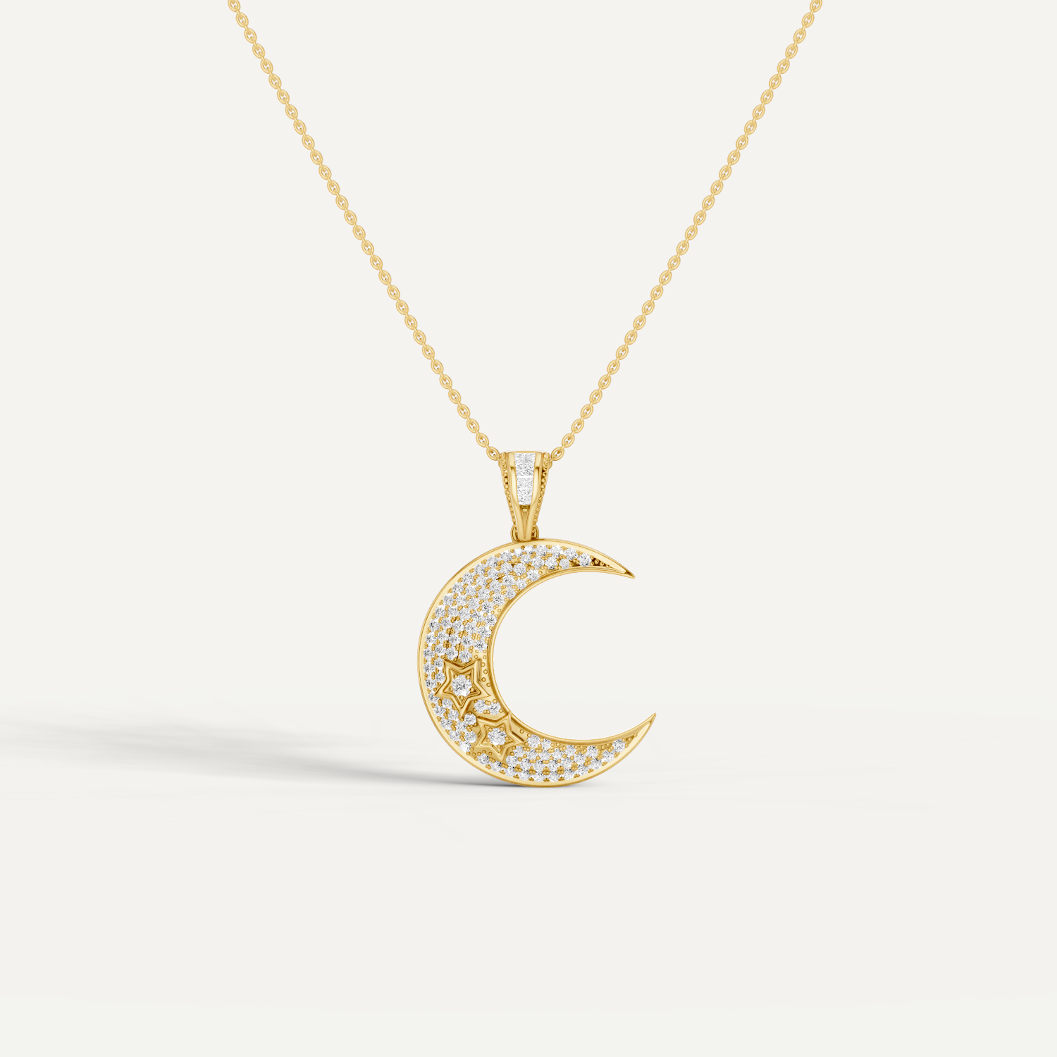 Luna, Moon Pendant in 18K Yellow Gold