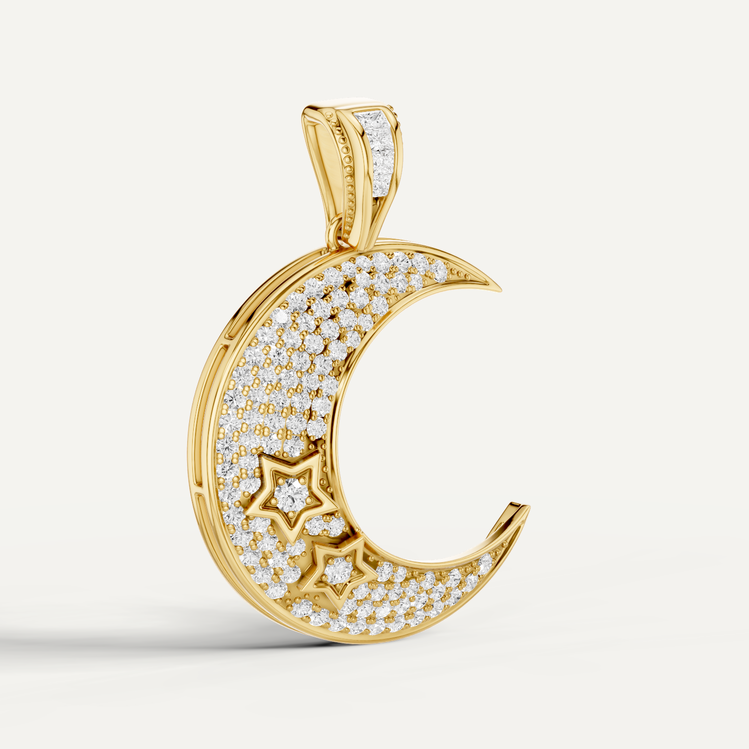 Luna, Moon Pendant in 18K Yellow Gold