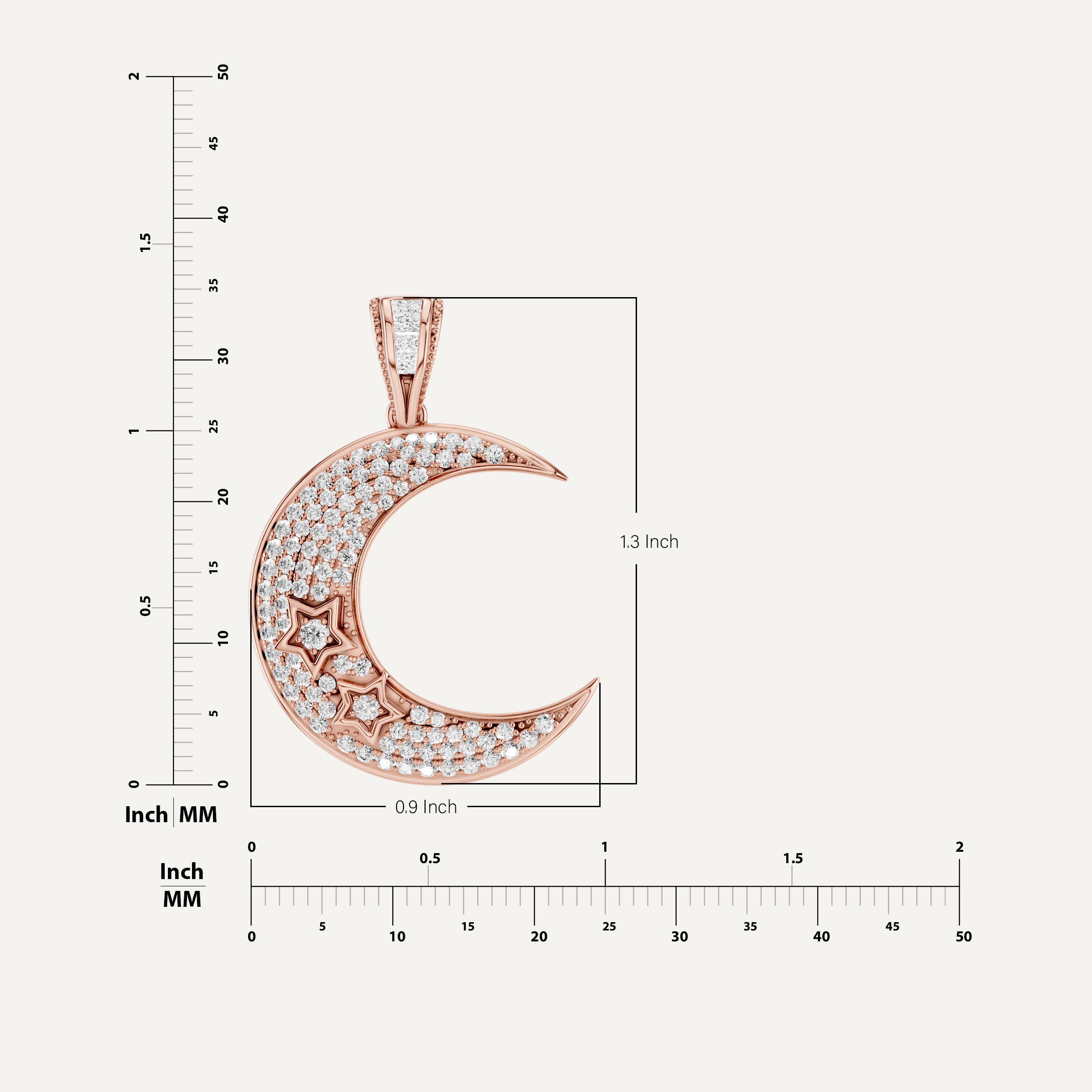 Luna, Moon Pendant in 14K Rose Gold