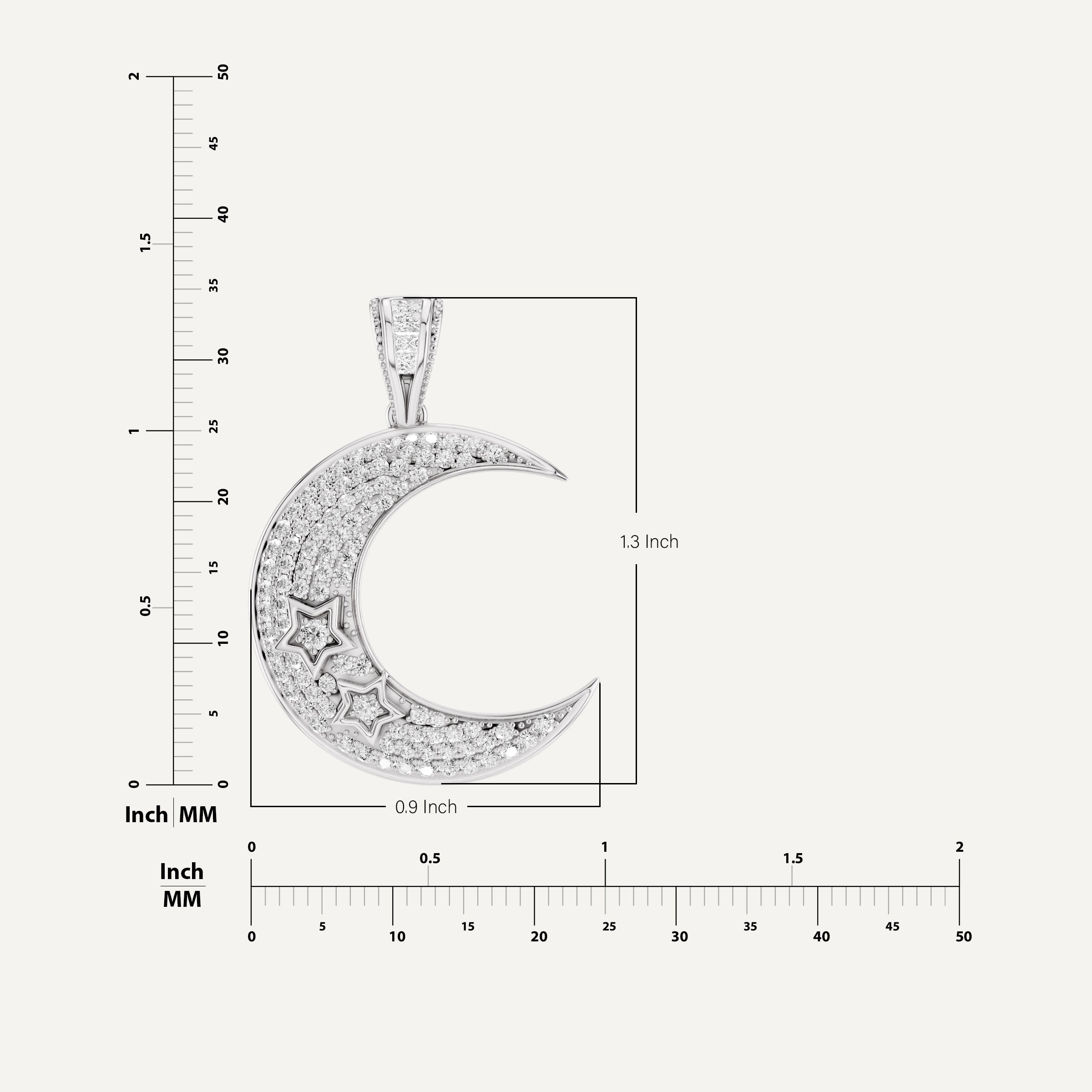 Luna, Moon Pendant in 18K White Gold