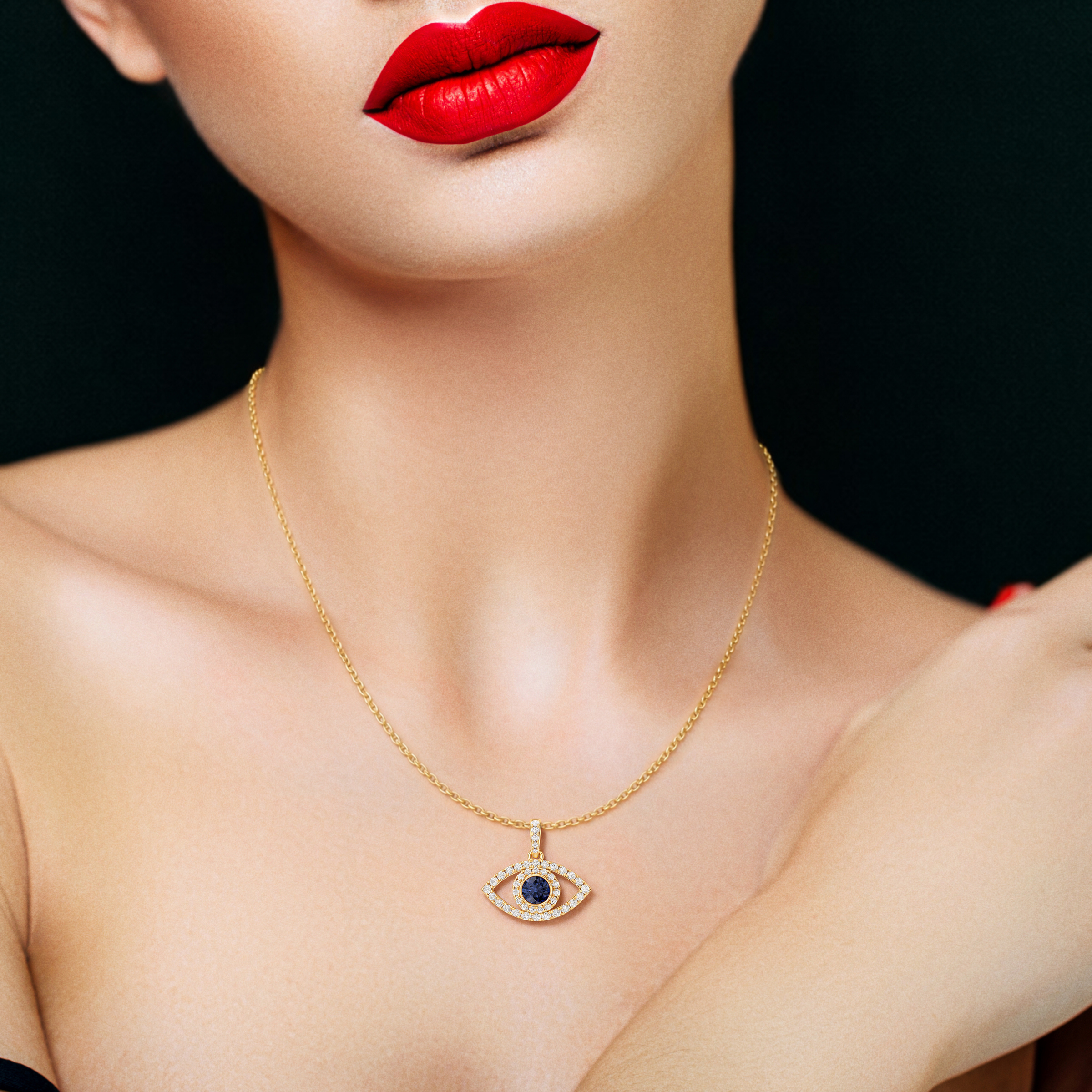 Nocturne, Evil Eye Pendant in 18K Yellow Gold