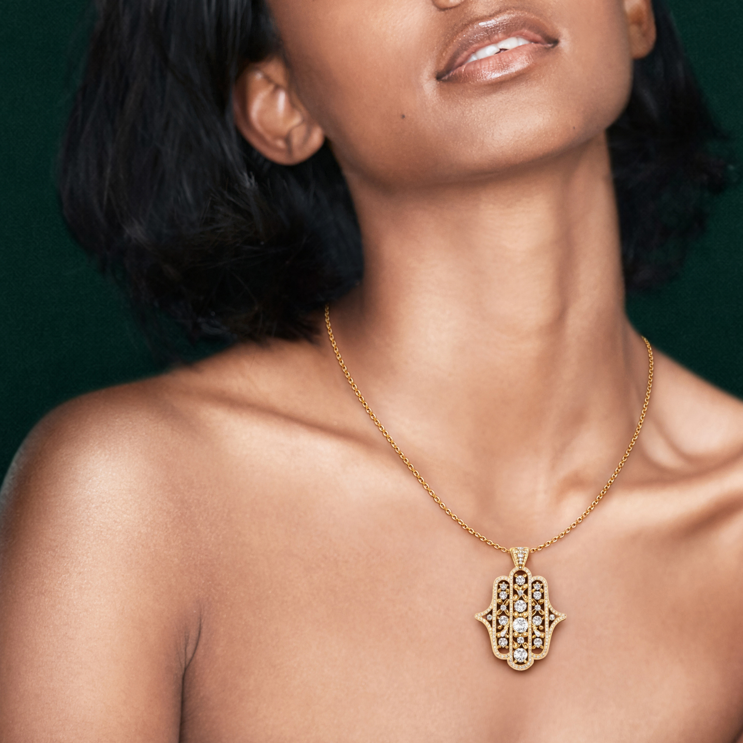 Amuletto, Hamsa Hand Pendant in 18K Yellow Gold