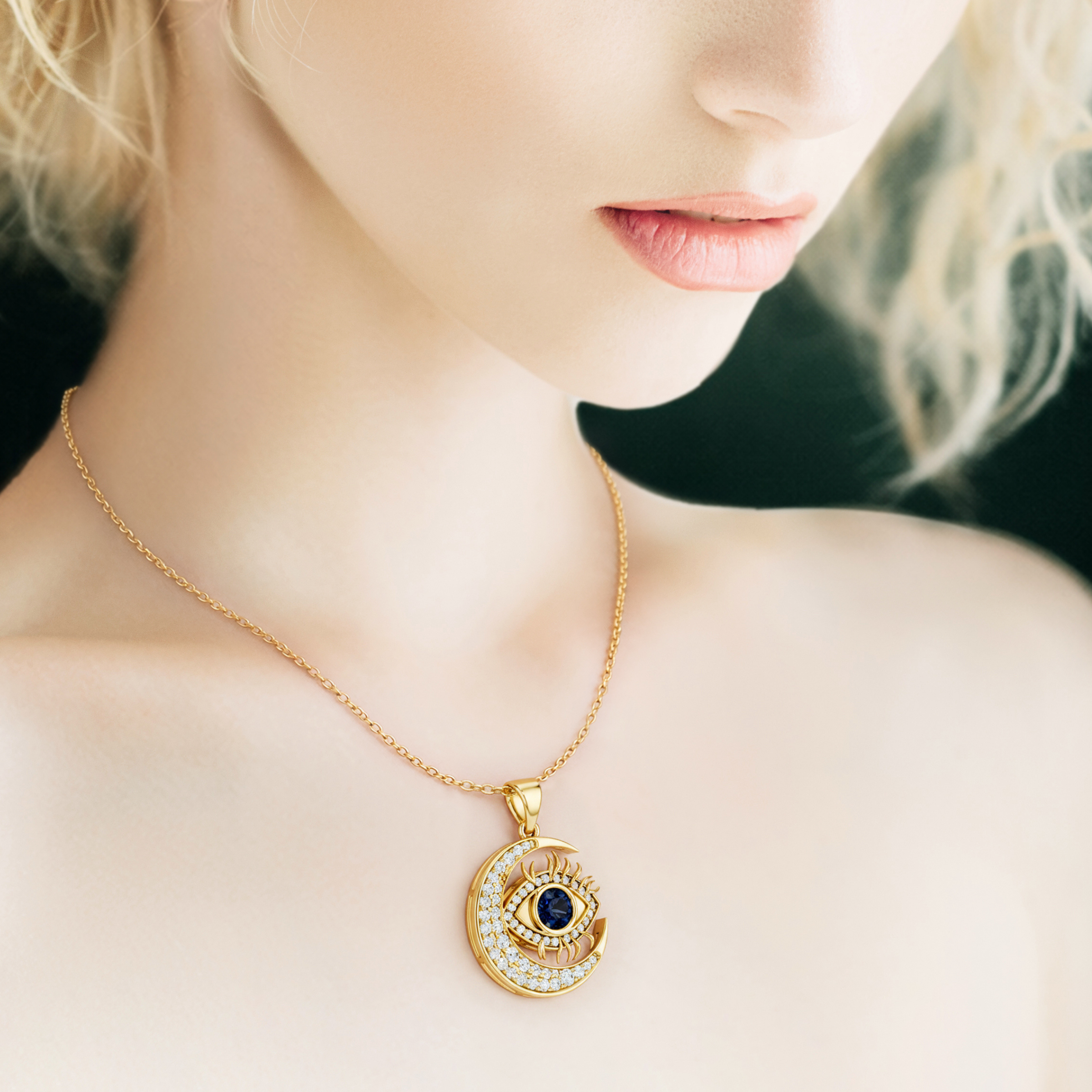 Nazaria, Evil Eye Pendant in 14K Yellow Gold
