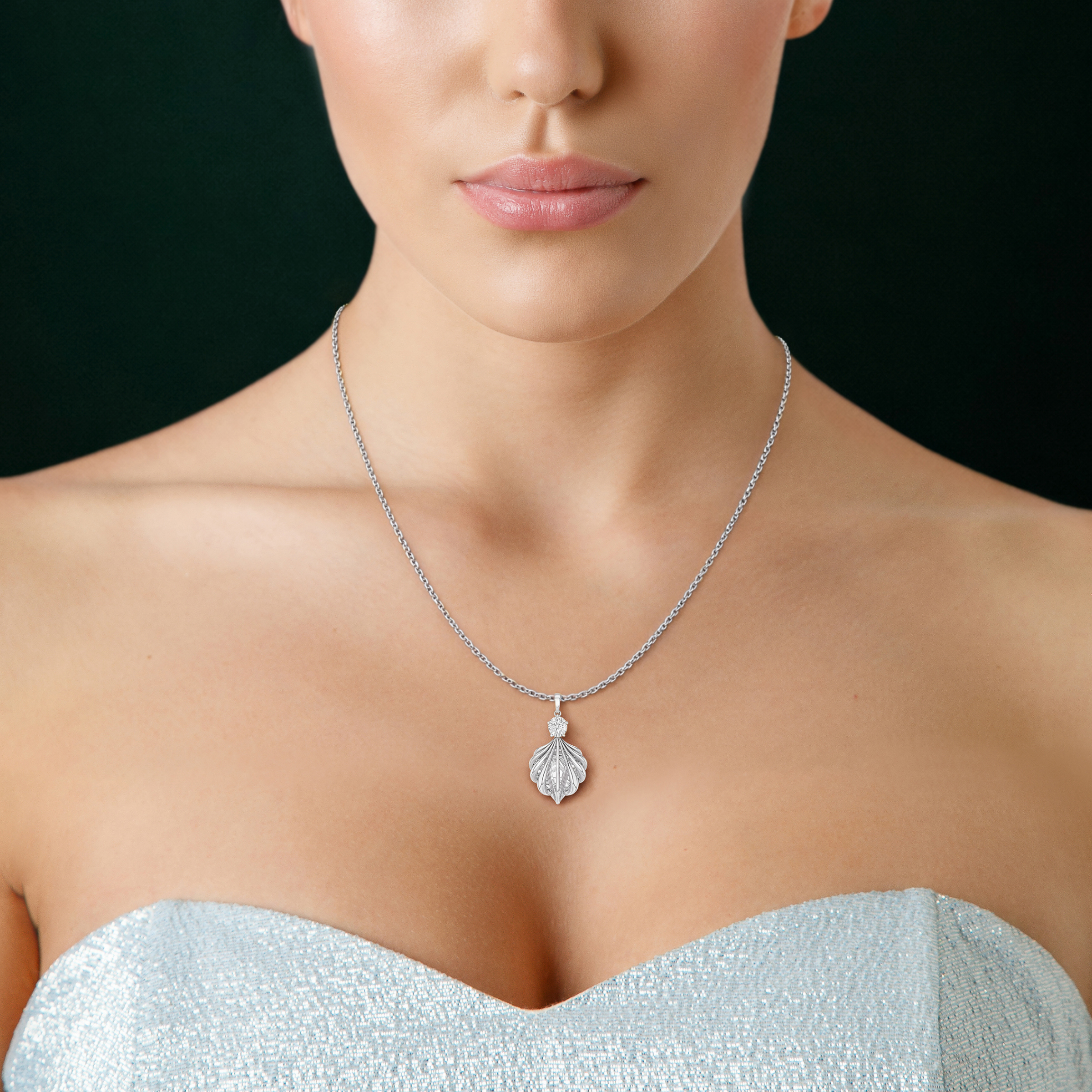 Shelly, Sea Shell Pendant in 18K White Gold