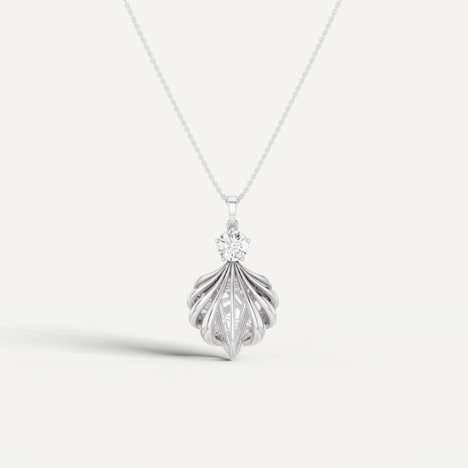 Shelly, Sea Shell Pendant in 18K White Gold