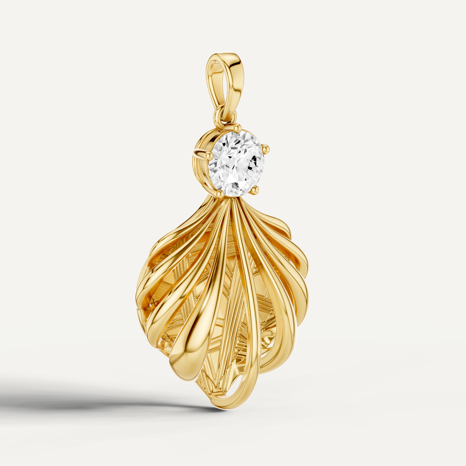 Shelly, Sea Shell Pendant in 14K Yellow Gold