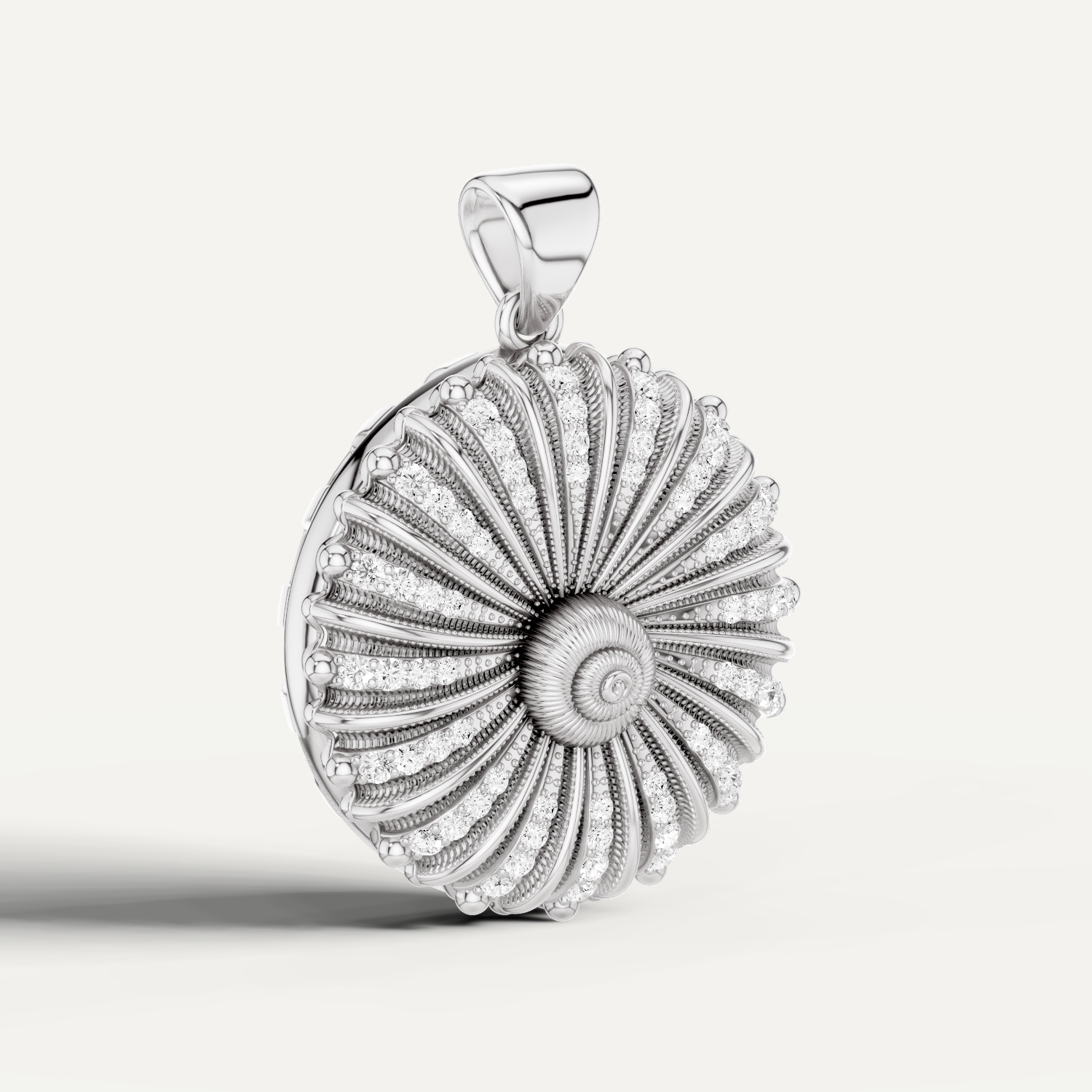 Marbella, Sea Shell Pendant in 14K White Gold