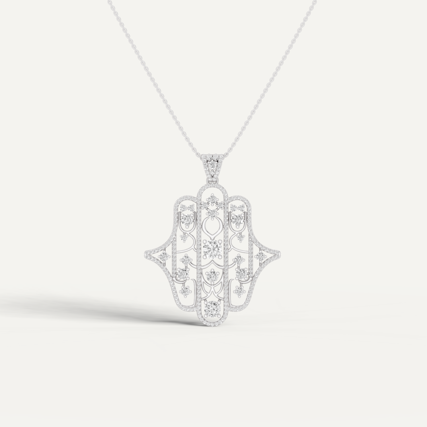 Amuletto, Hamsa Hand Pendant in 18K White Gold