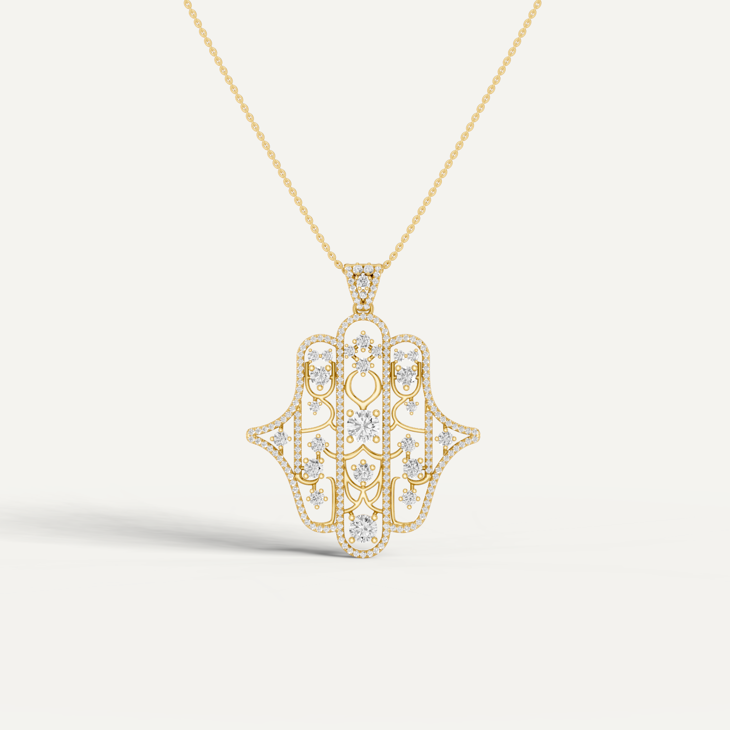 Amuletto, Hamsa Hand Pendant in 18K Yellow Gold
