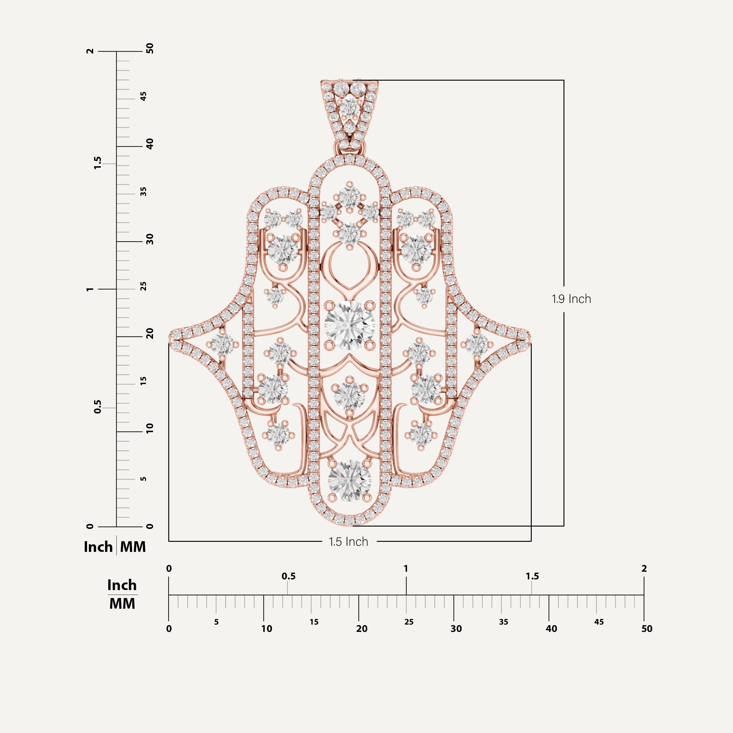 Amuletto, Hamsa Hand Pendant in 18K Rose Gold