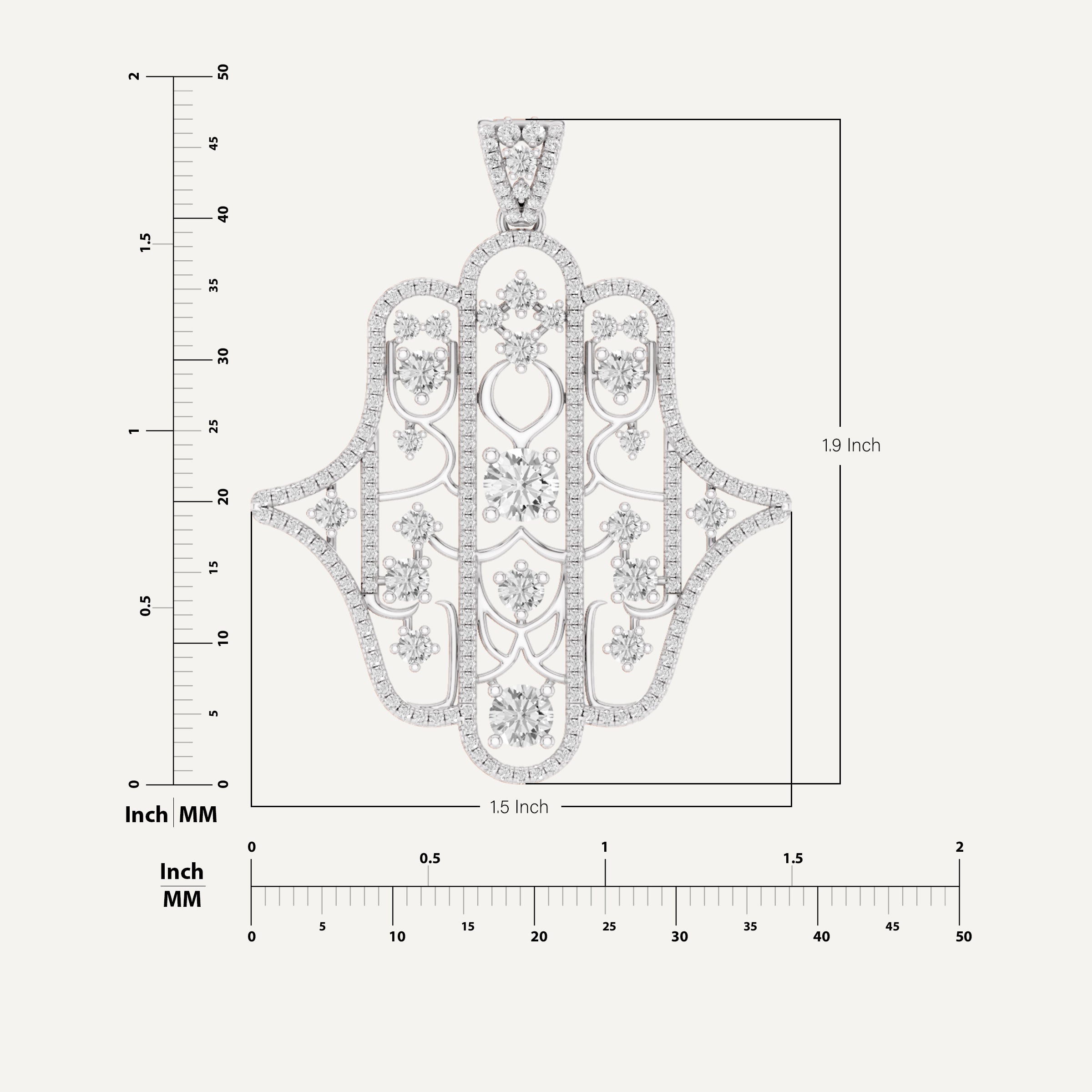 Amuletto, Hamsa Hand Pendant in 18K White Gold