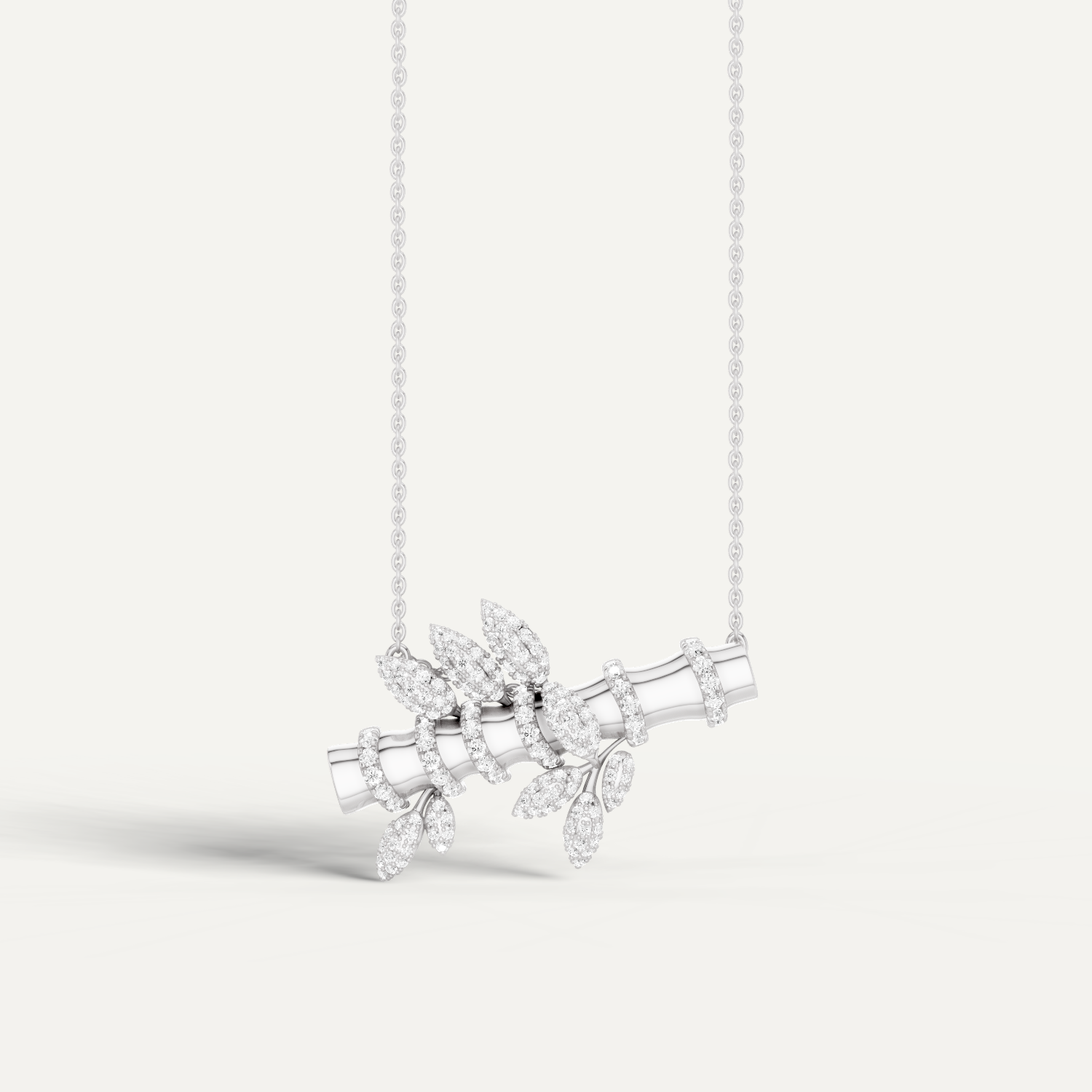 Flutia, Bamboo Pendant in 18K White Gold