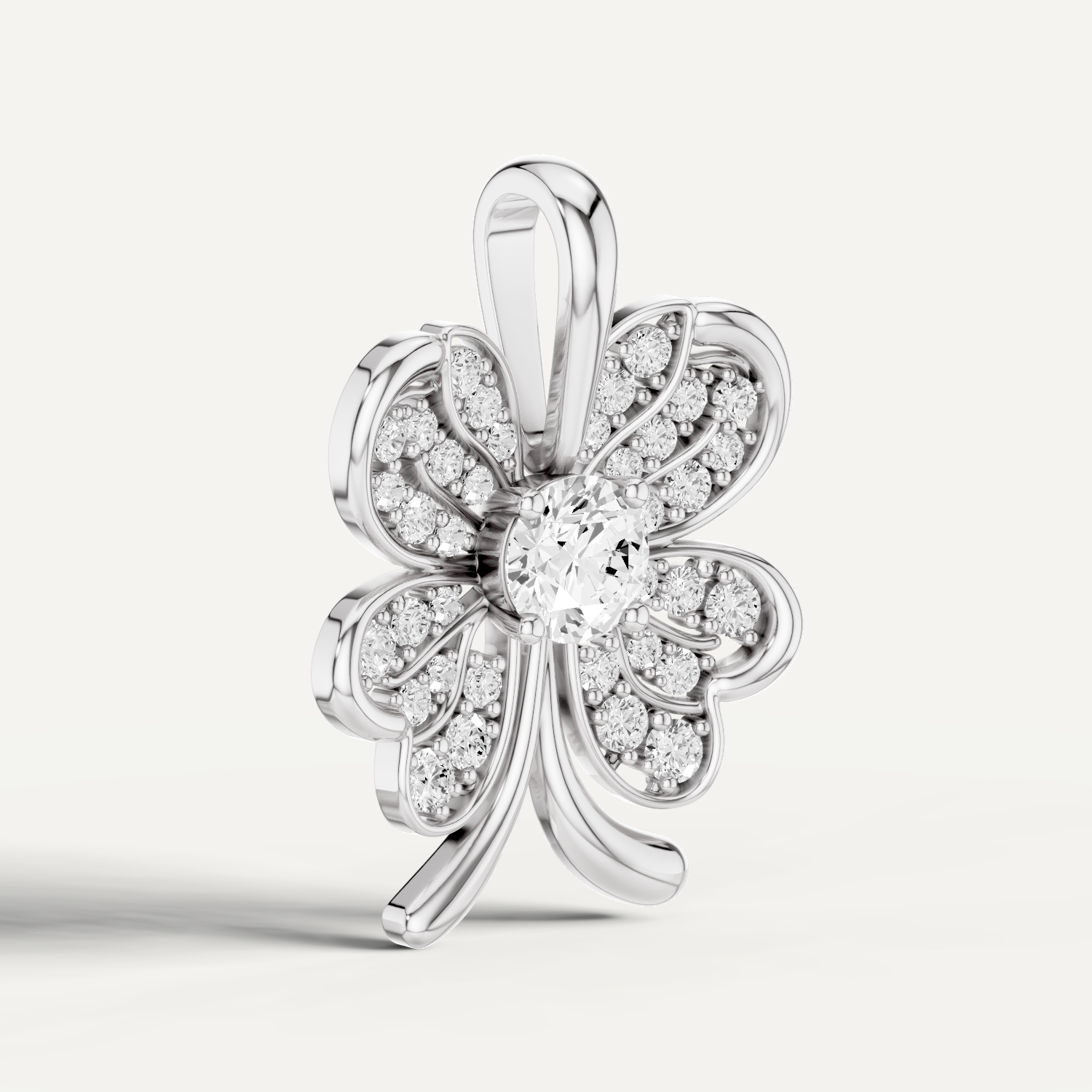 Clovery, Clover Leaf Pendant in 18K White Gold