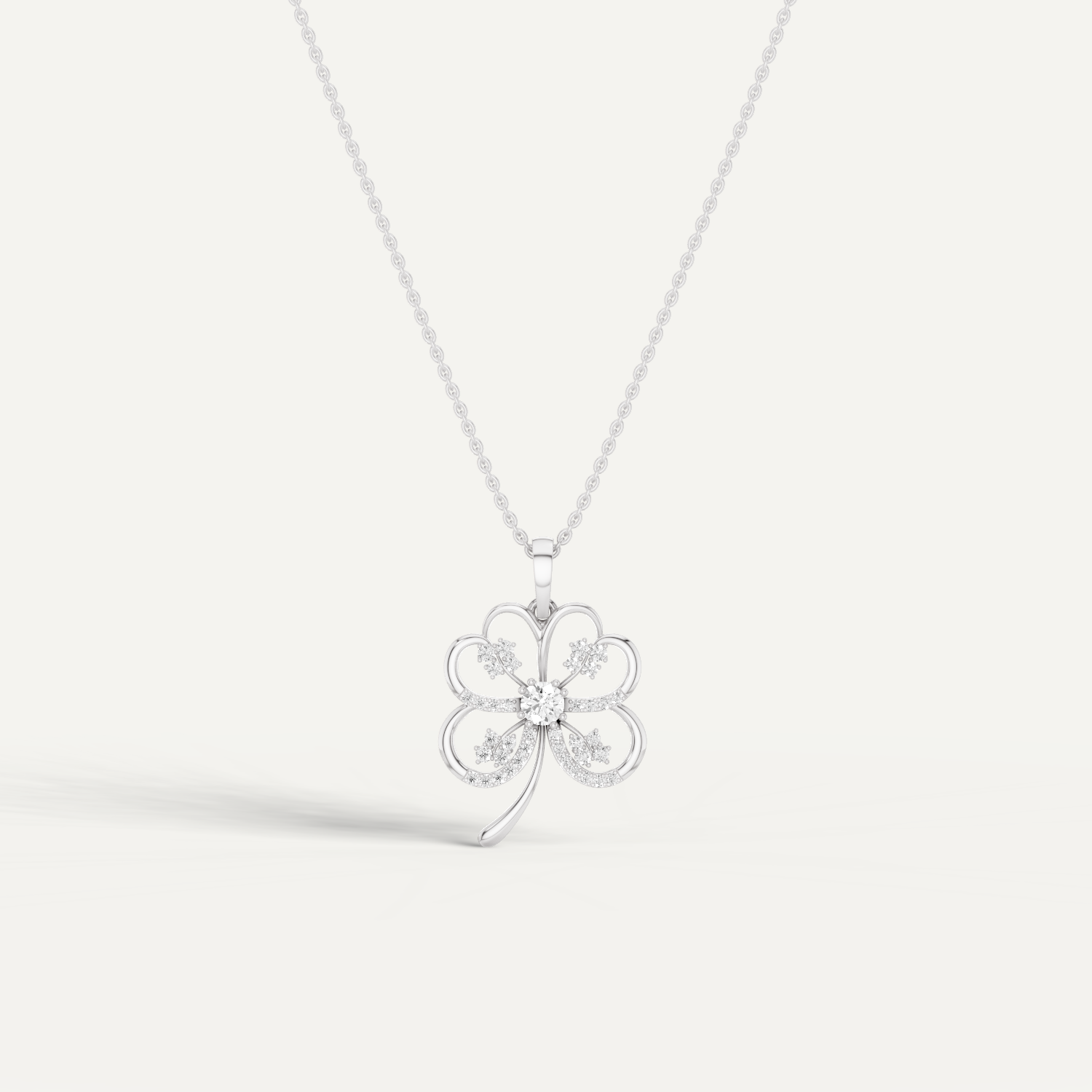 Folia, Clover Leaf Pendant in 18K White Gold