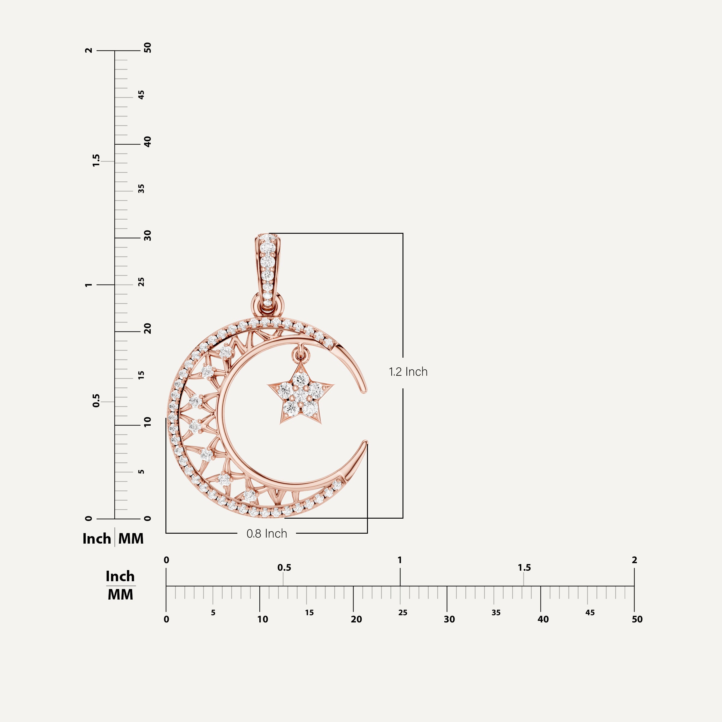 Moonveil, Moon Pendant in 18K Rose Gold