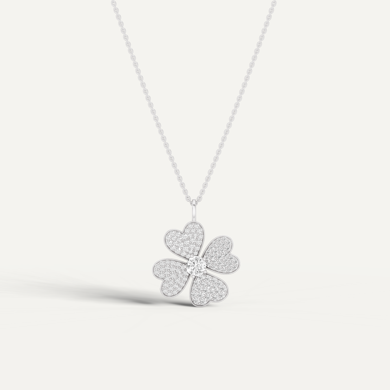 Lustre, Clover Leaf Pendant in 18K White Gold