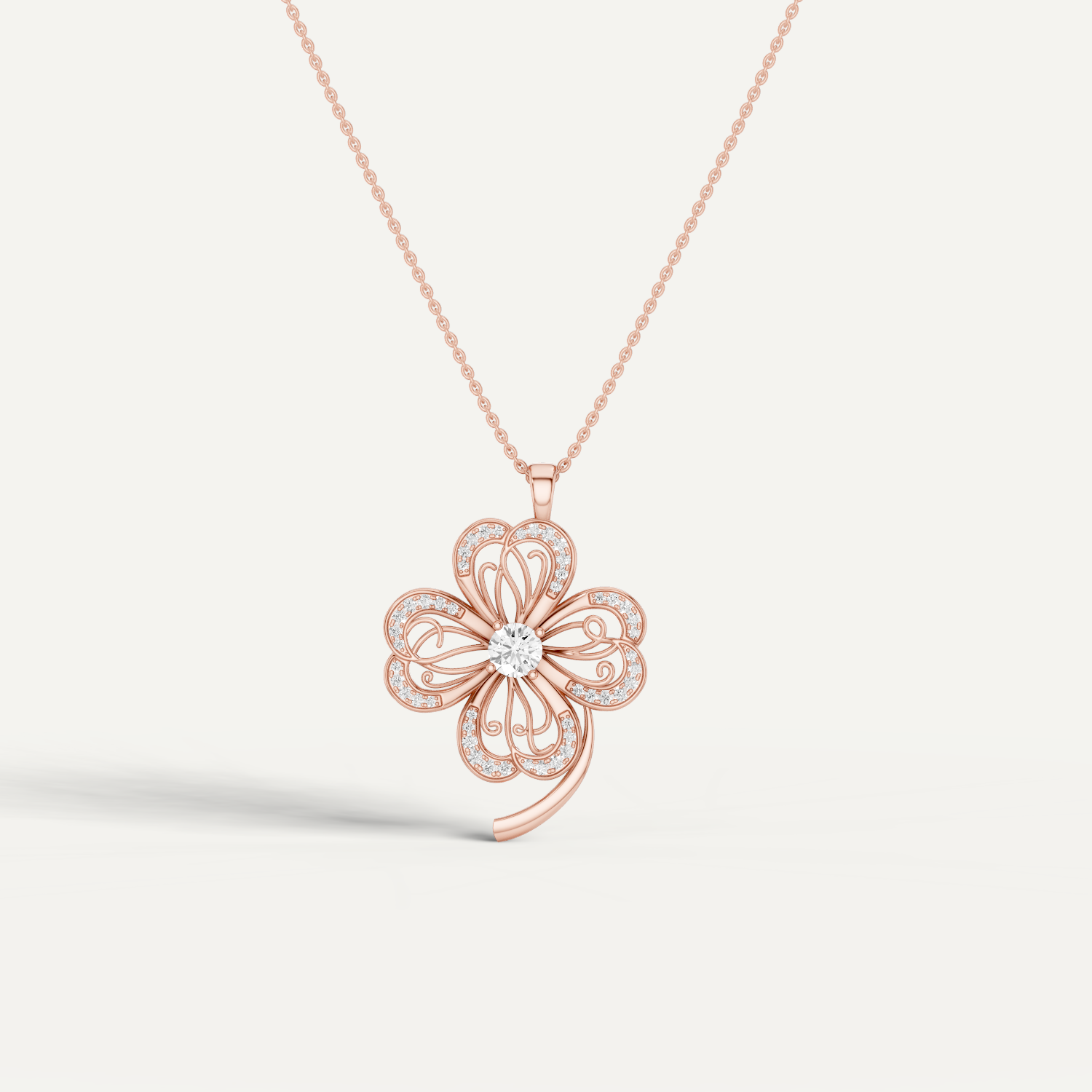 Faery, Clover Leaf Pendant in 14K Rose Gold