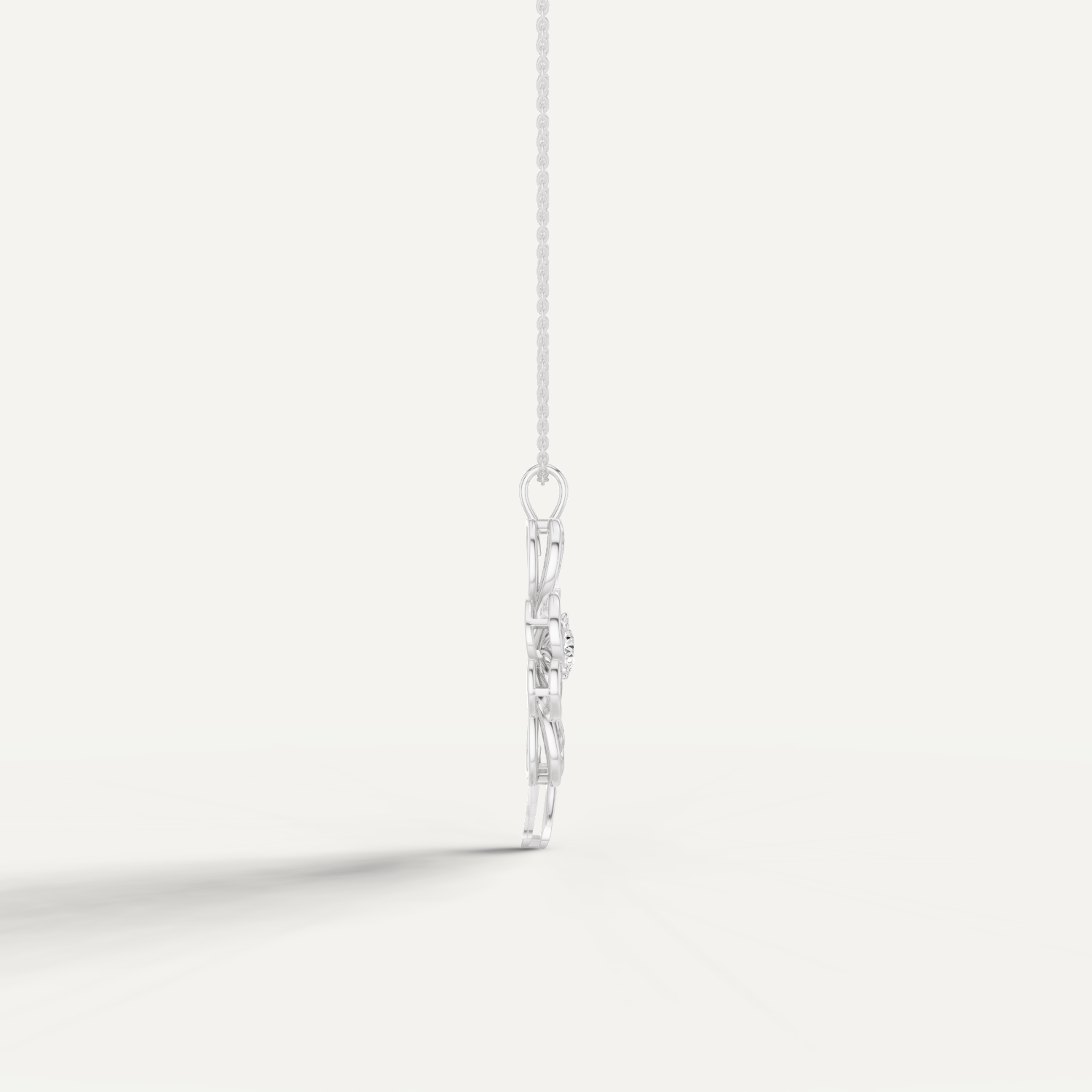 Faery, Clover Leaf Pendant in 14K White Gold