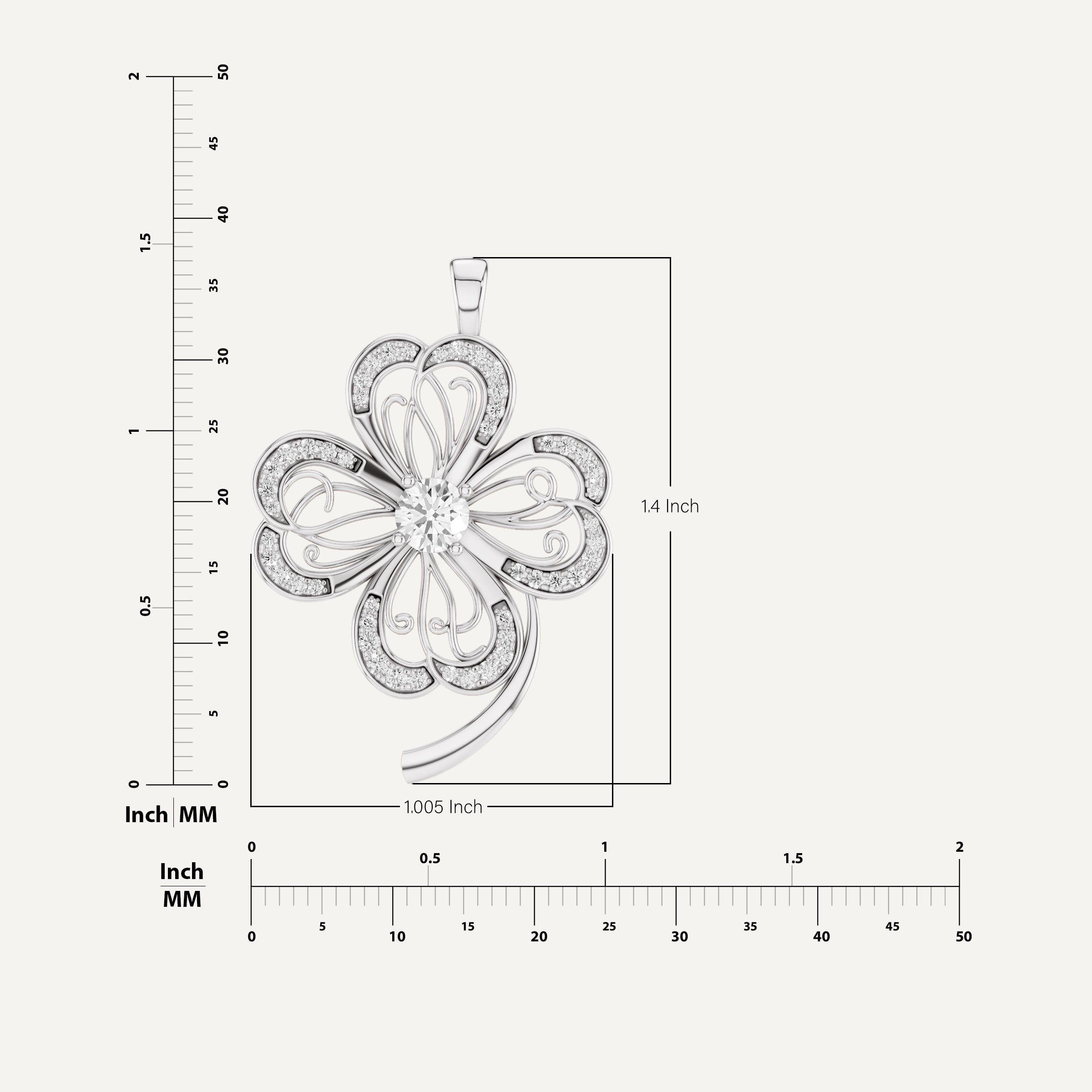 Faery, Clover Leaf Pendant in 14K White Gold