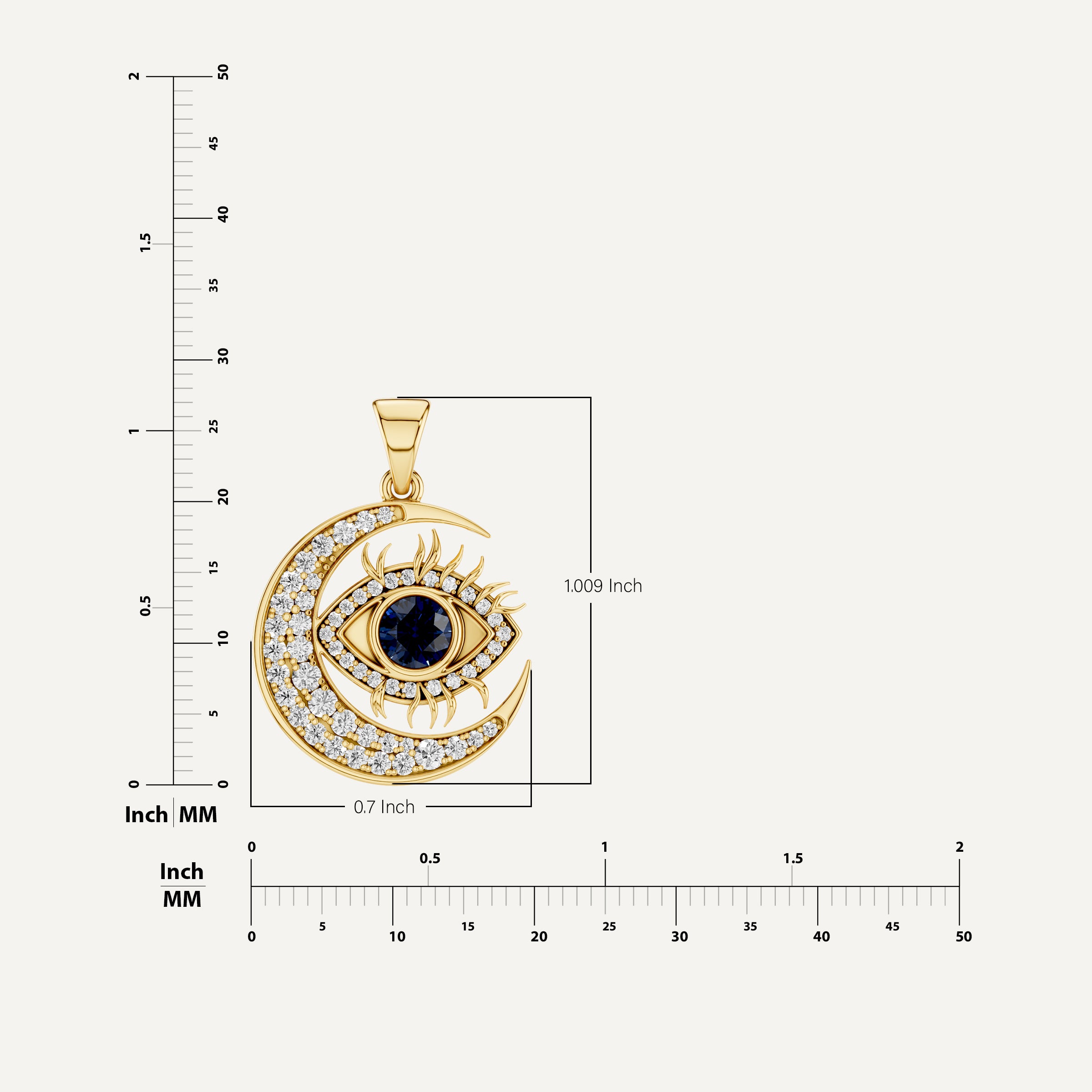Nazaria, Evil Eye Pendant in 14K Yellow Gold