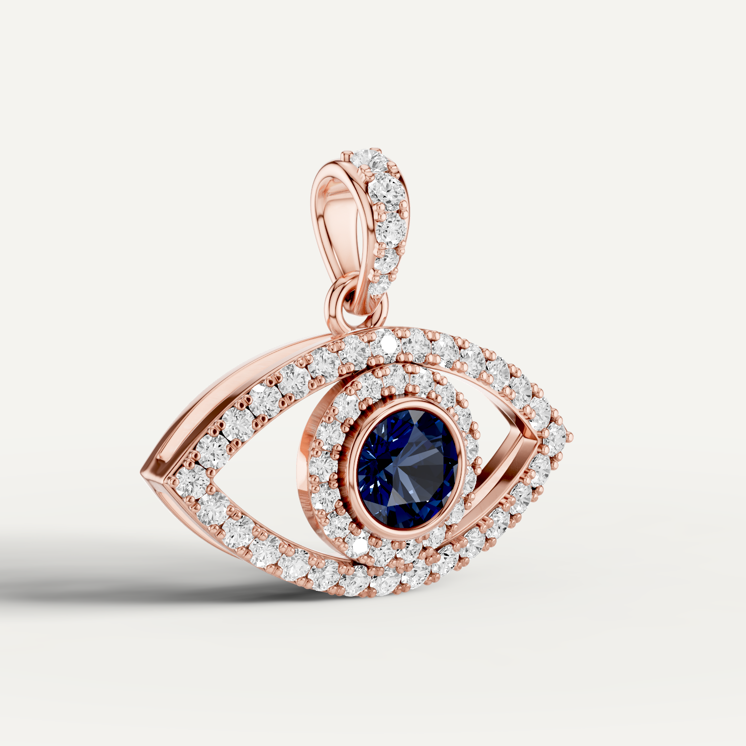 Nocturne, Evil Eye Pendant in 18K Rose Gold