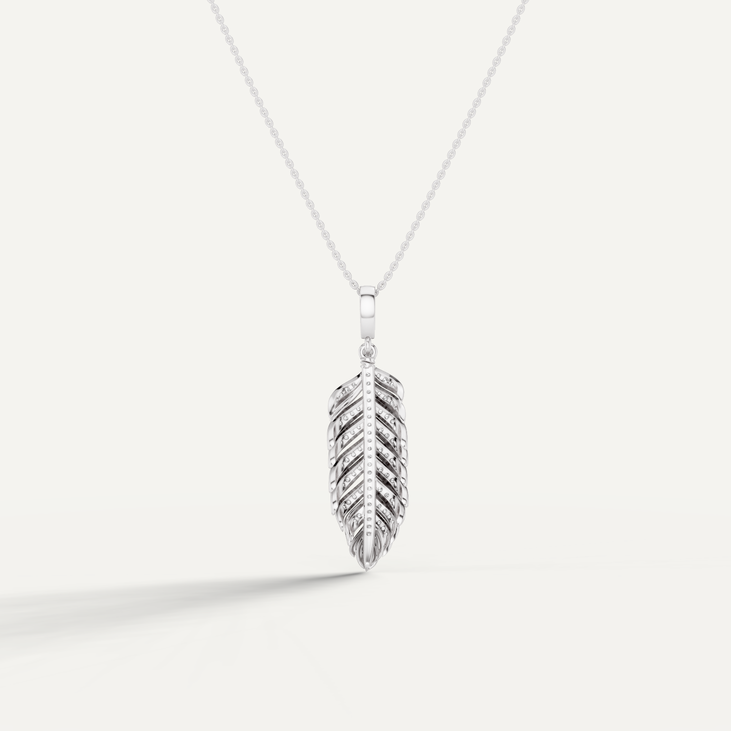 Plume, Feather Pendant in 18K White Gold