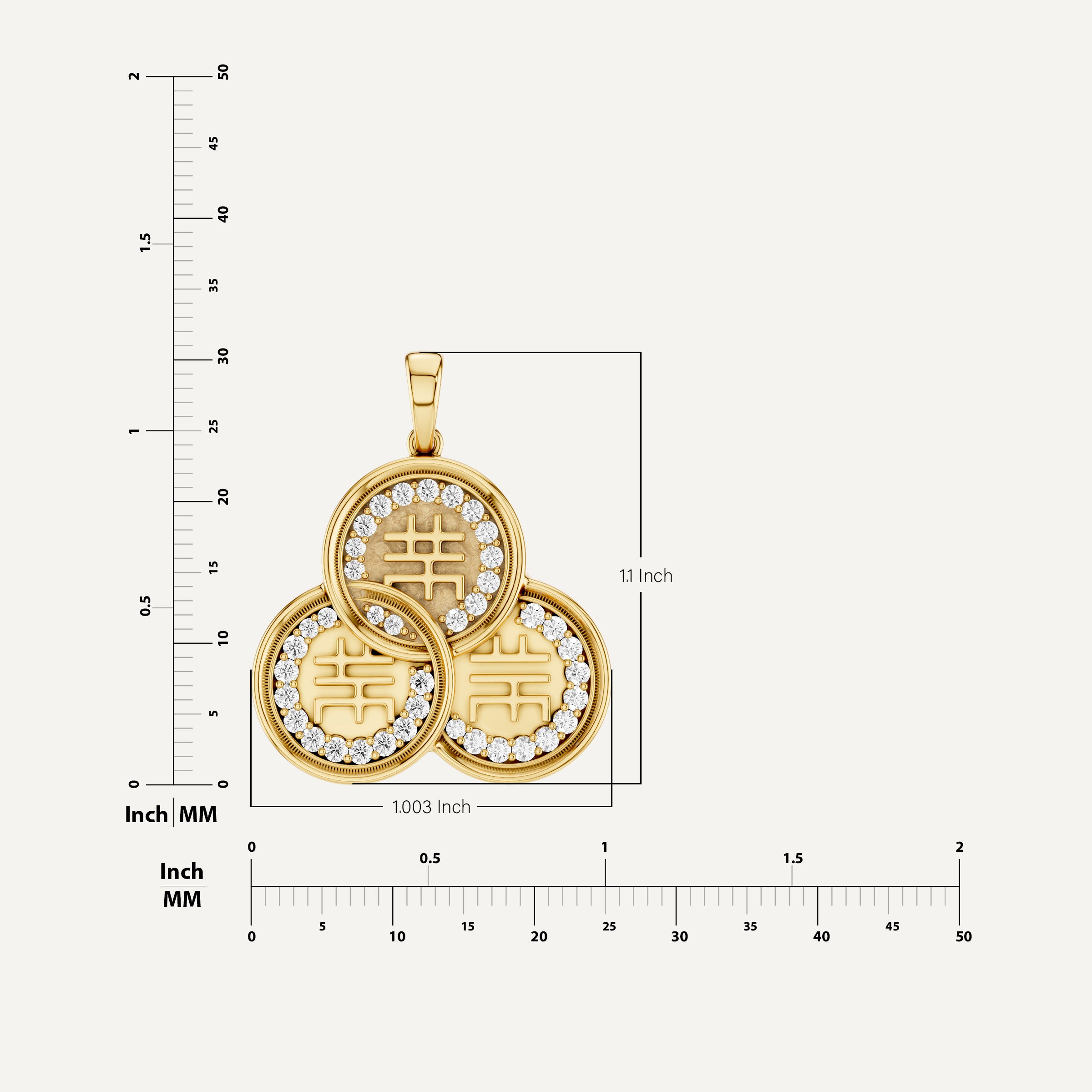 Chiclove, Feng Shui Pendant in 14K Yellow Gold