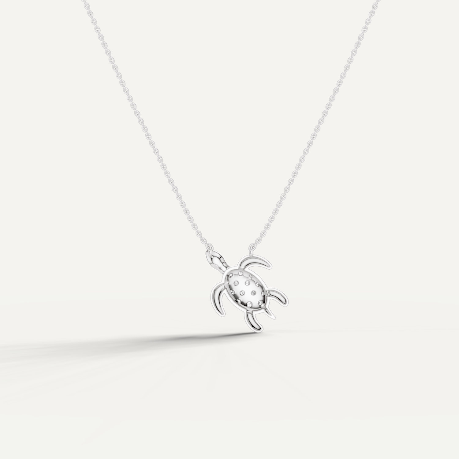 Chelone, Turtle Pendant in 18K White Gold